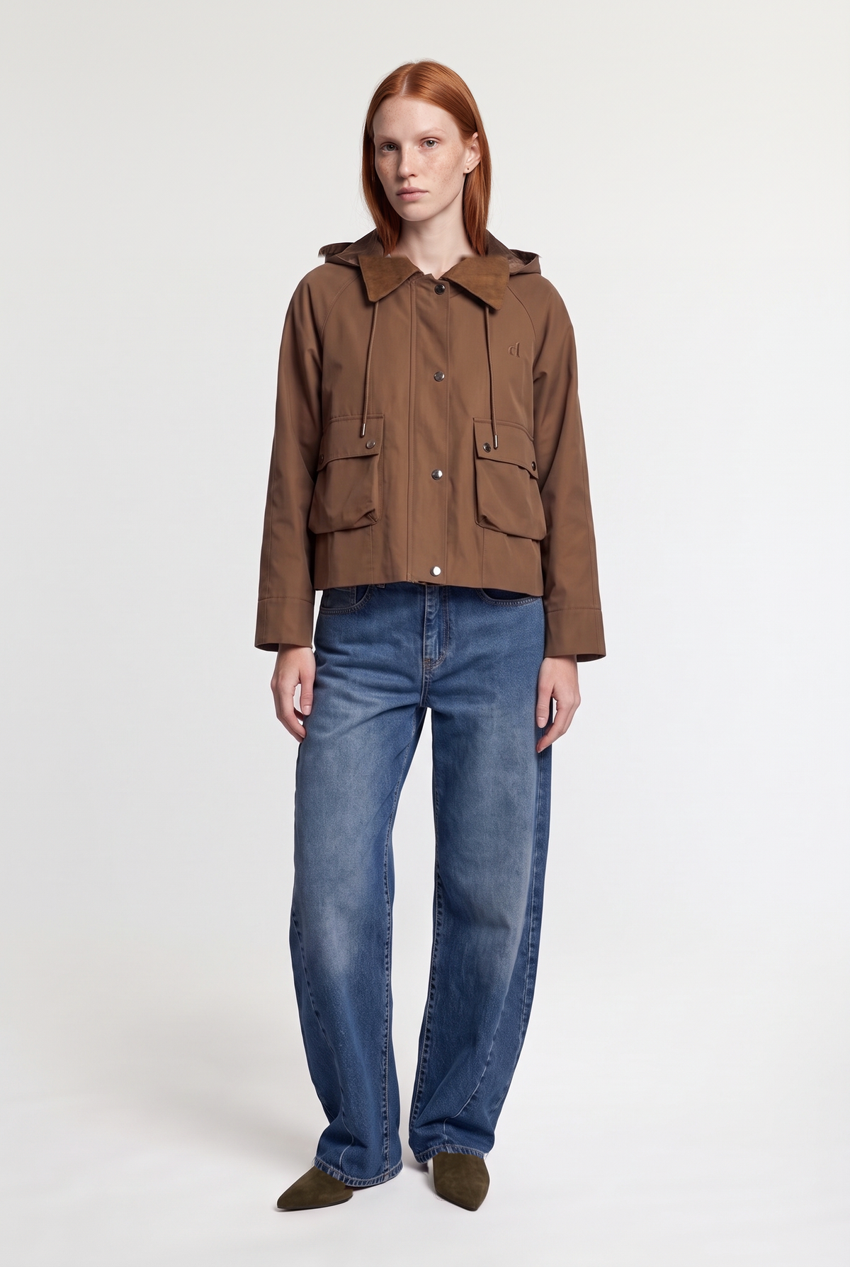 Cropped hooded utility jacket - Multi - front view