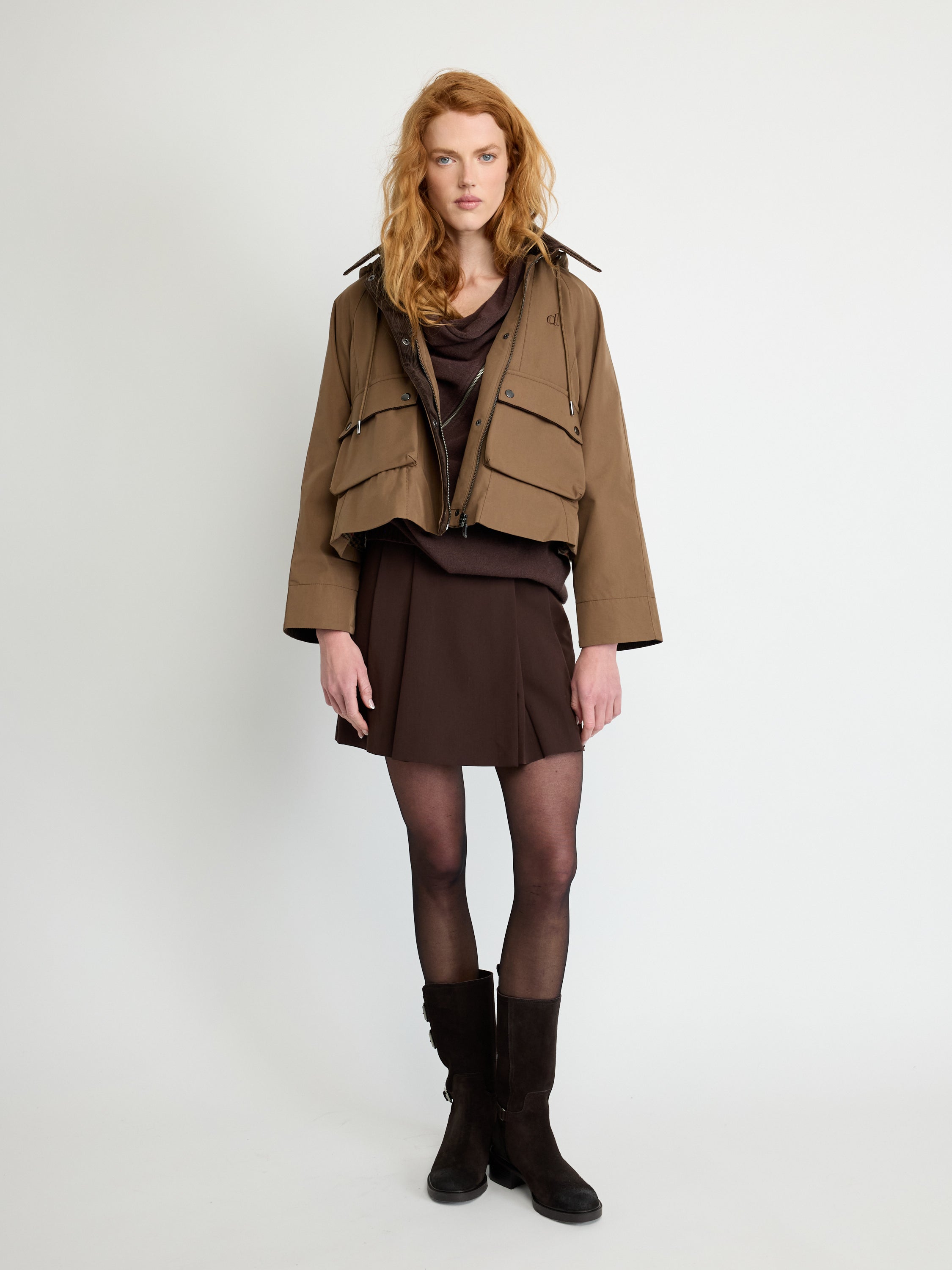 Contrast-Collar Utility Jacket