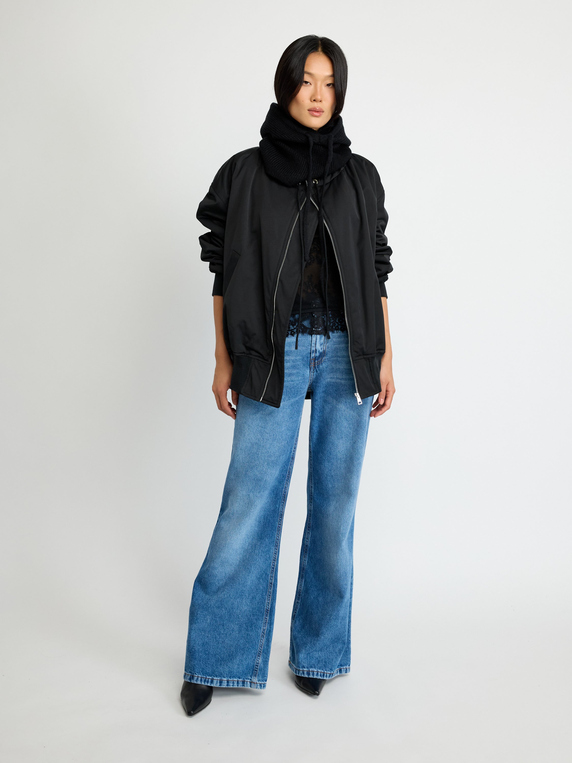Drawstring Collar Bomber Jacket