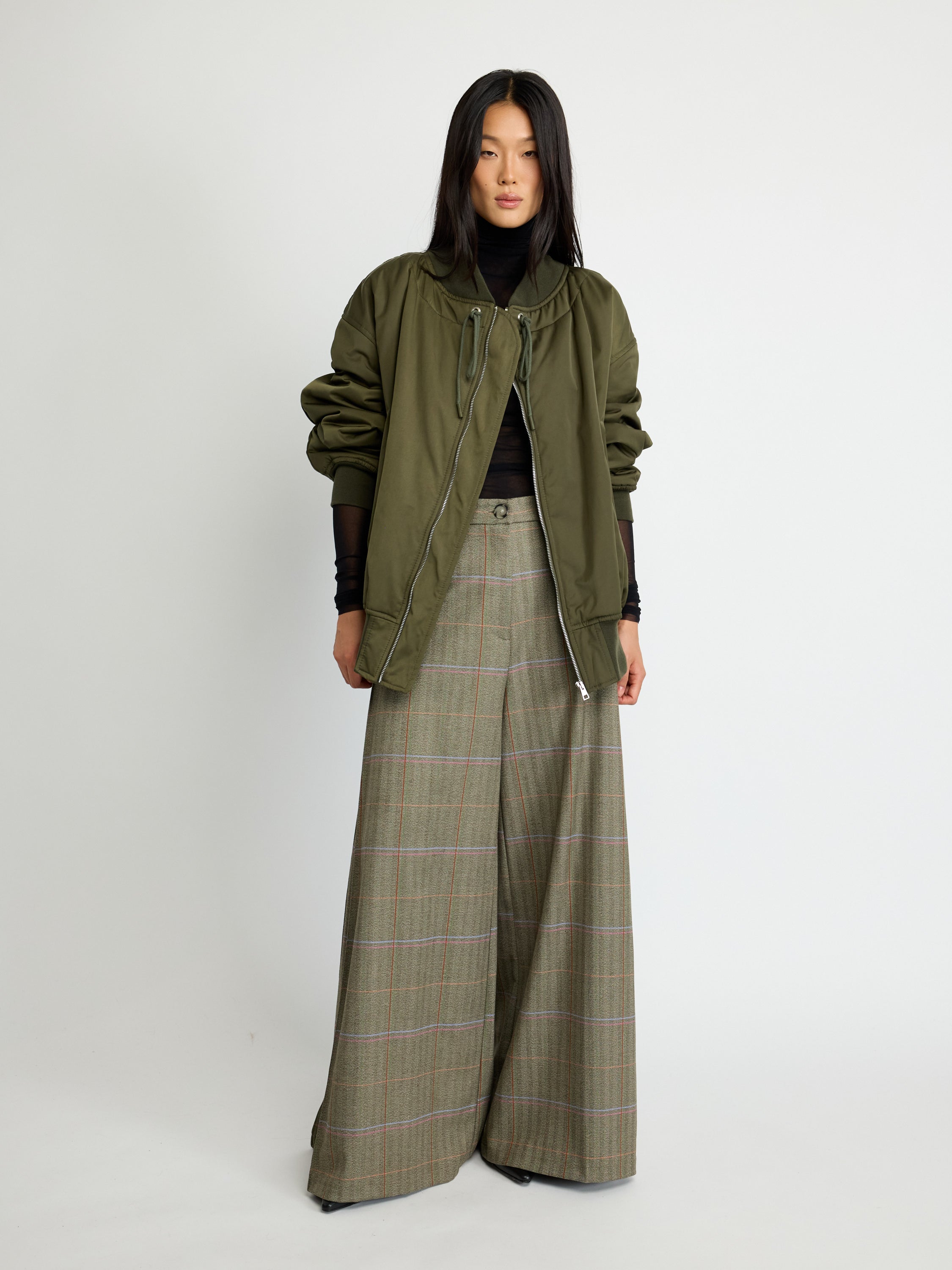 Drawstring Collar Bomber Jacket