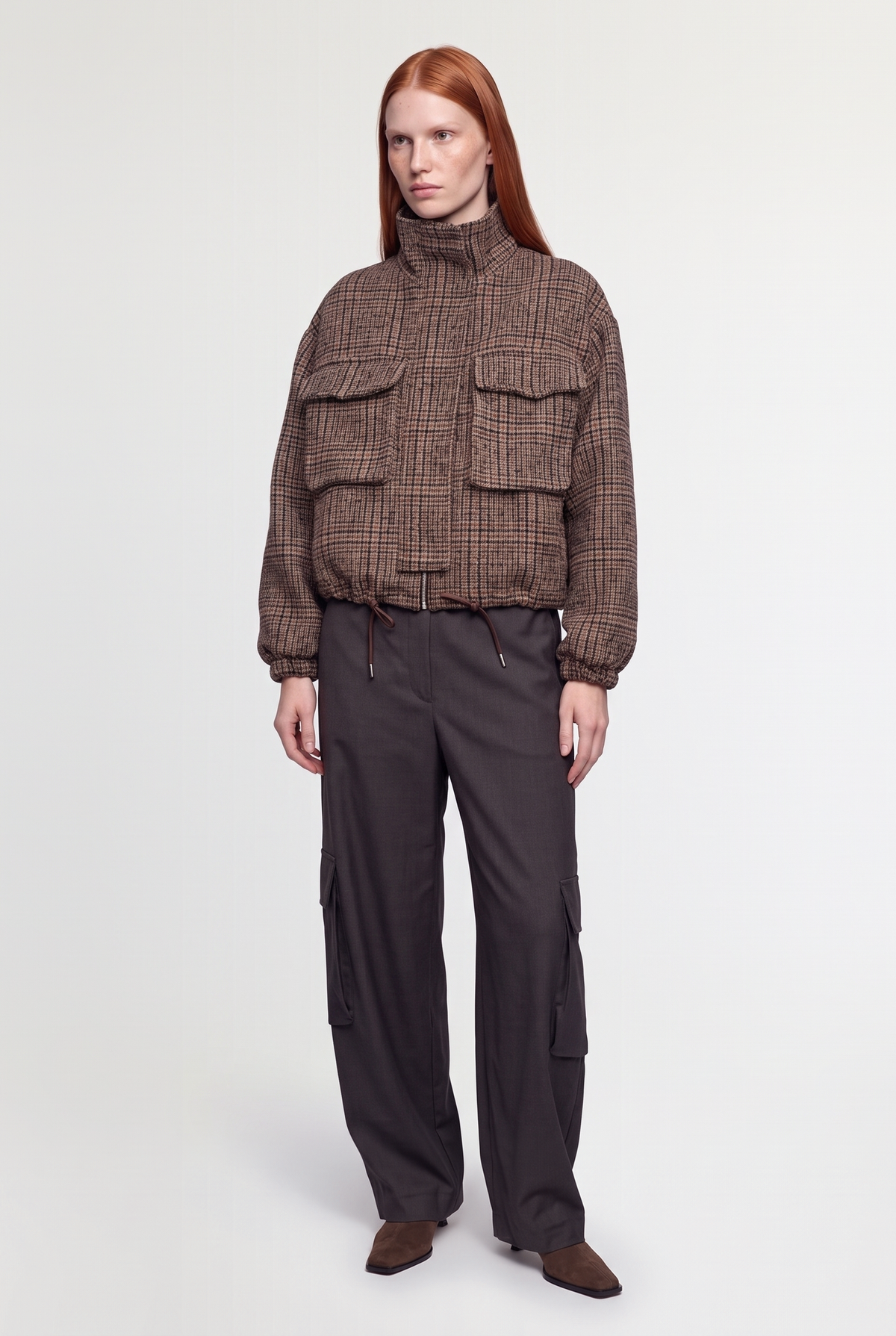 Check wool utility bomber - Multi - front view