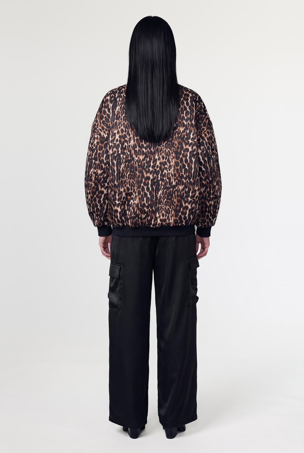 Animal Print Bomber Jacket - Leopard - back view