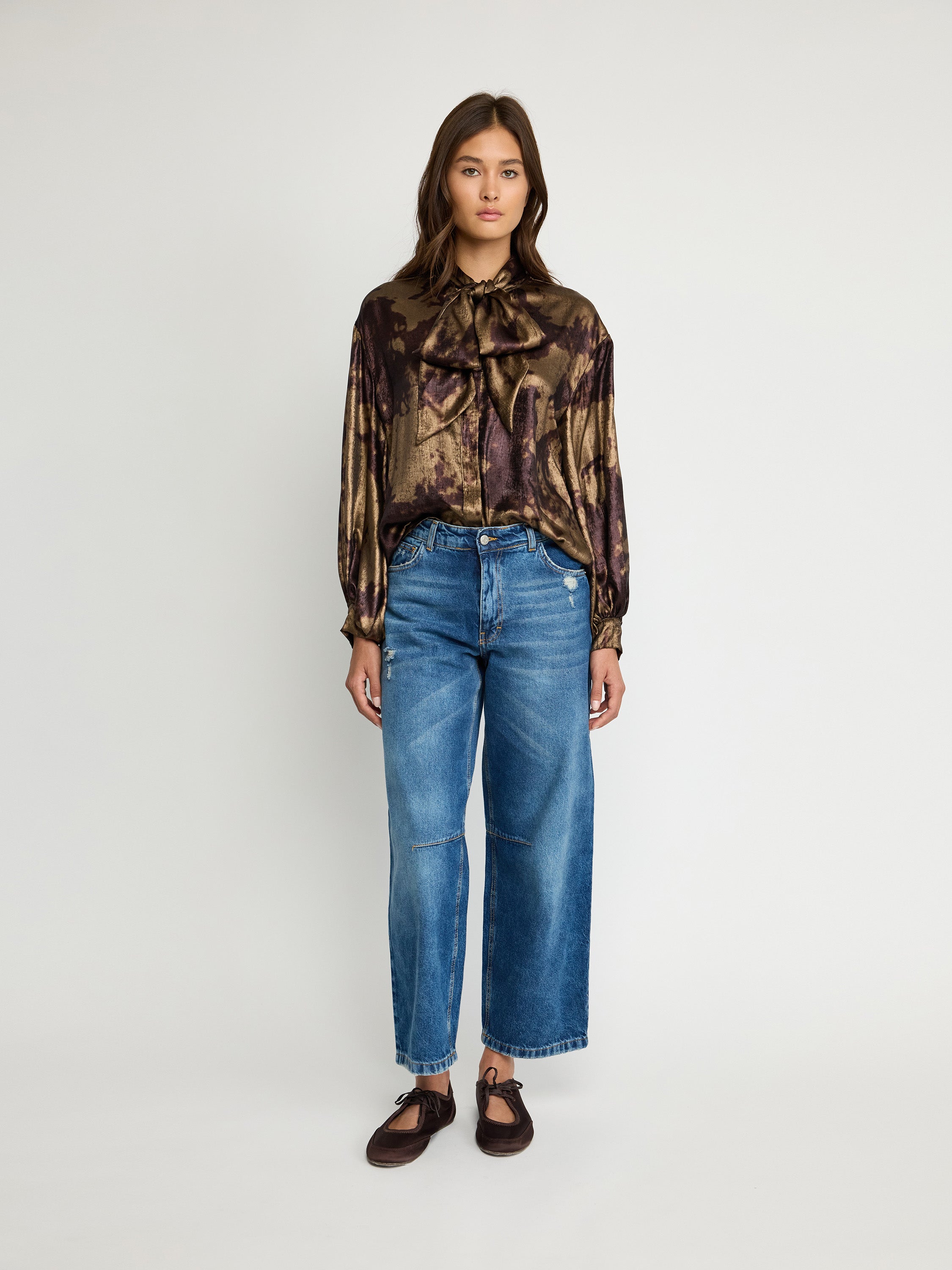 Satin Tie-Neck Blouse