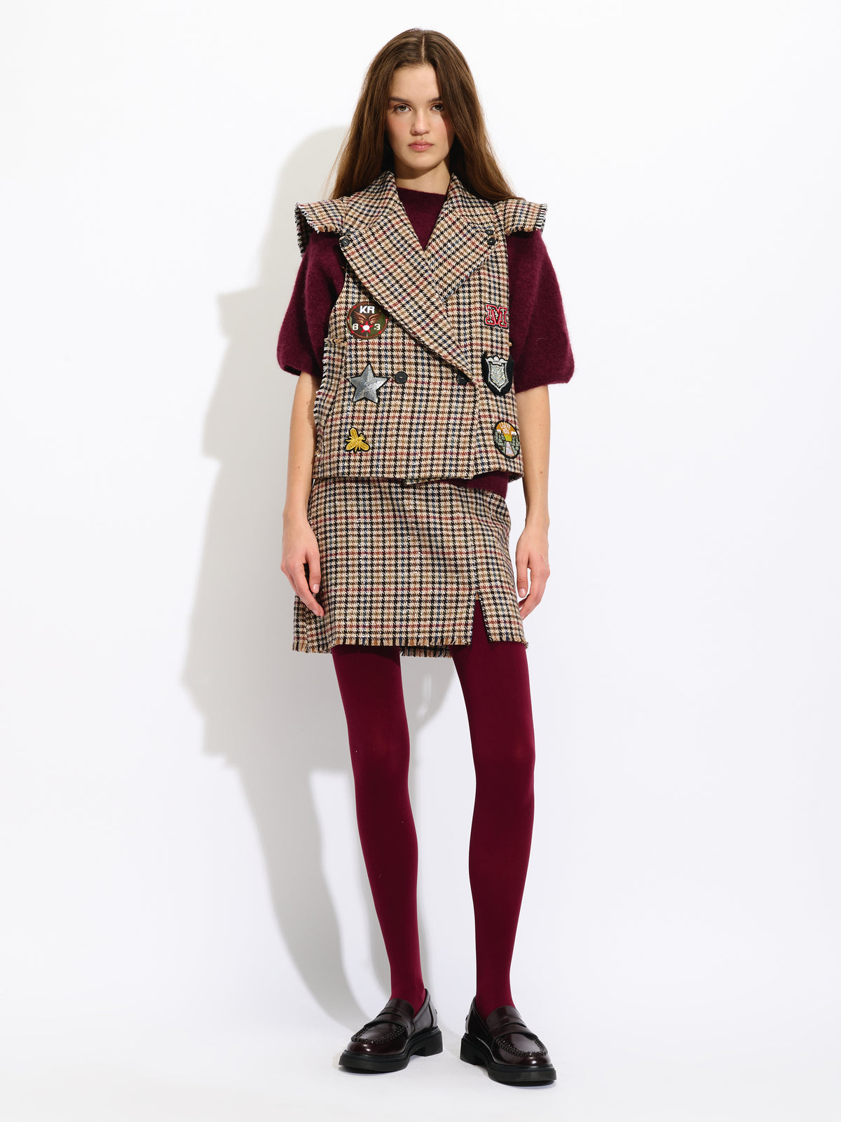 Multicolor Houndstooth Skirt