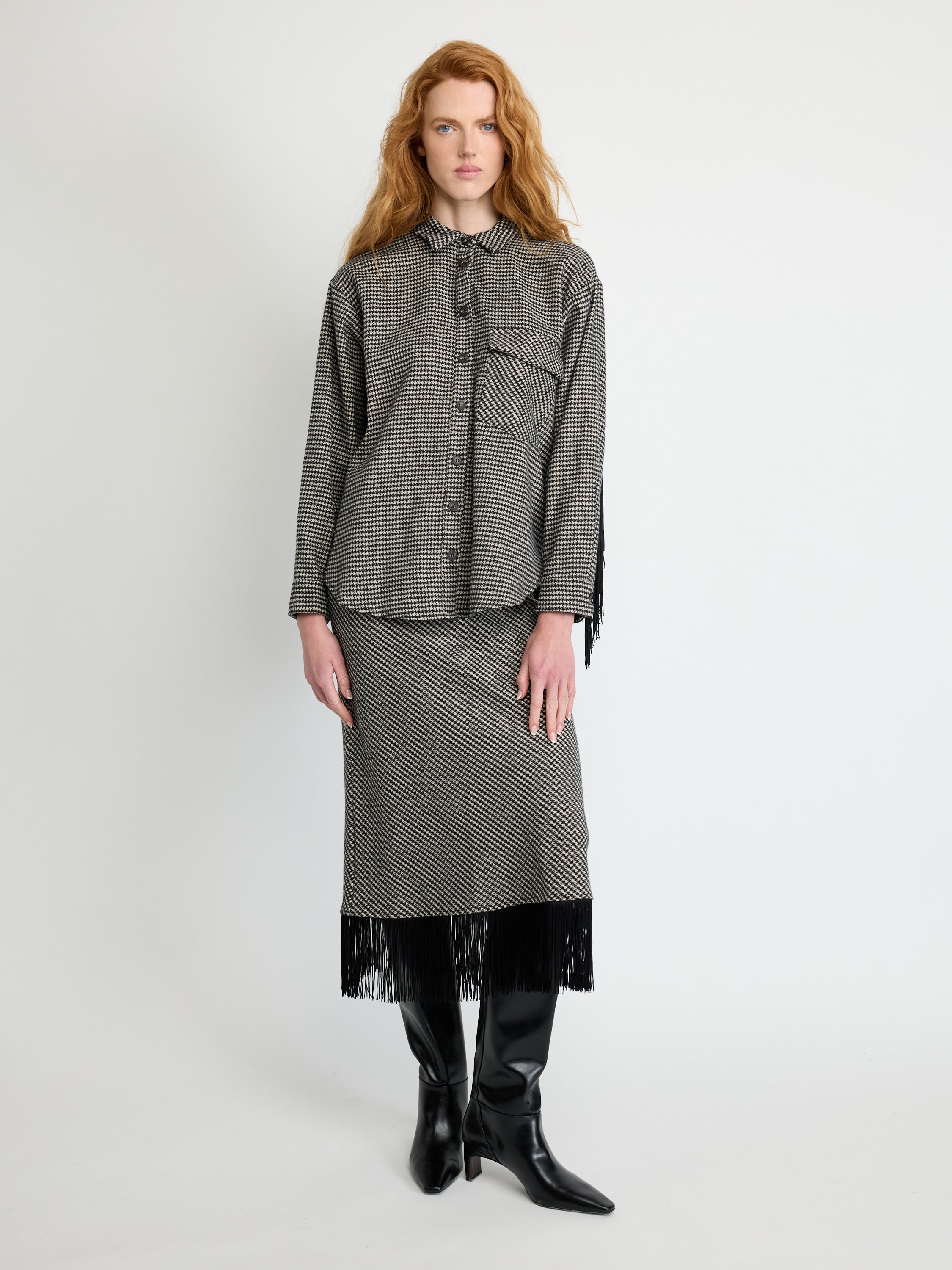 Houndstooth Button-Up Shirt