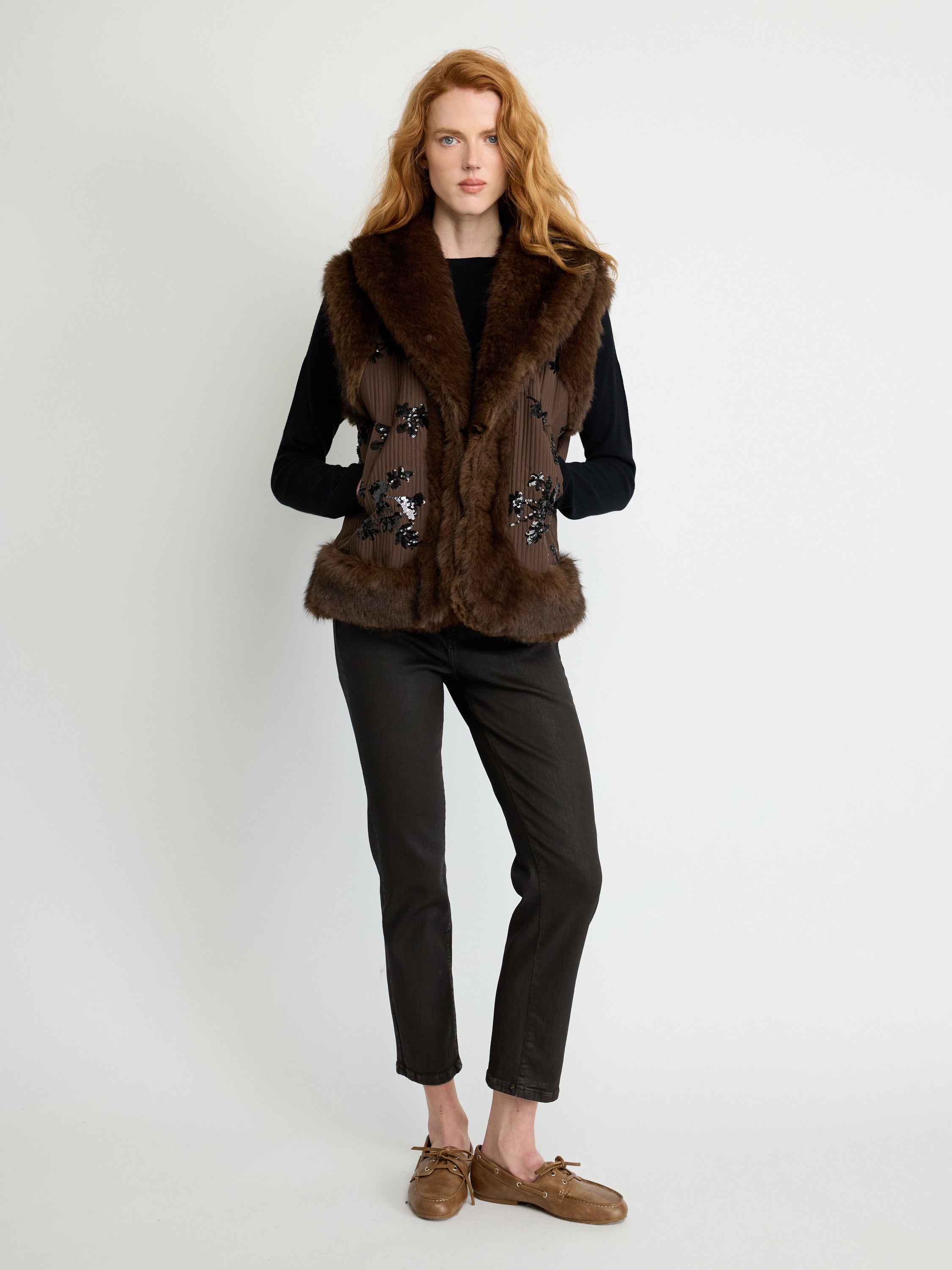 Faux Fur Embroidered Vest