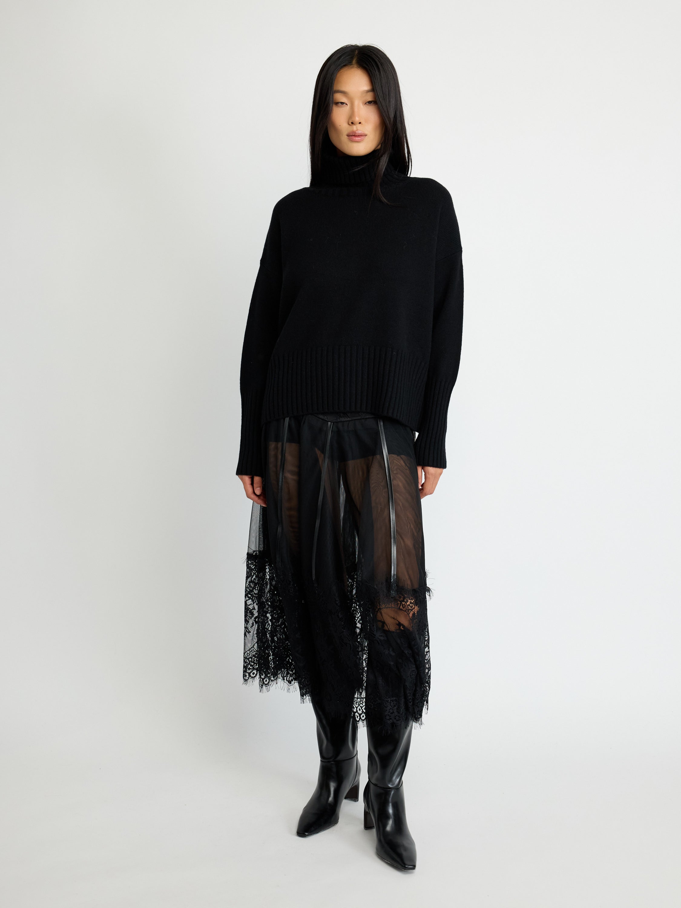 Ribbed Wool Turtleneck Sweater