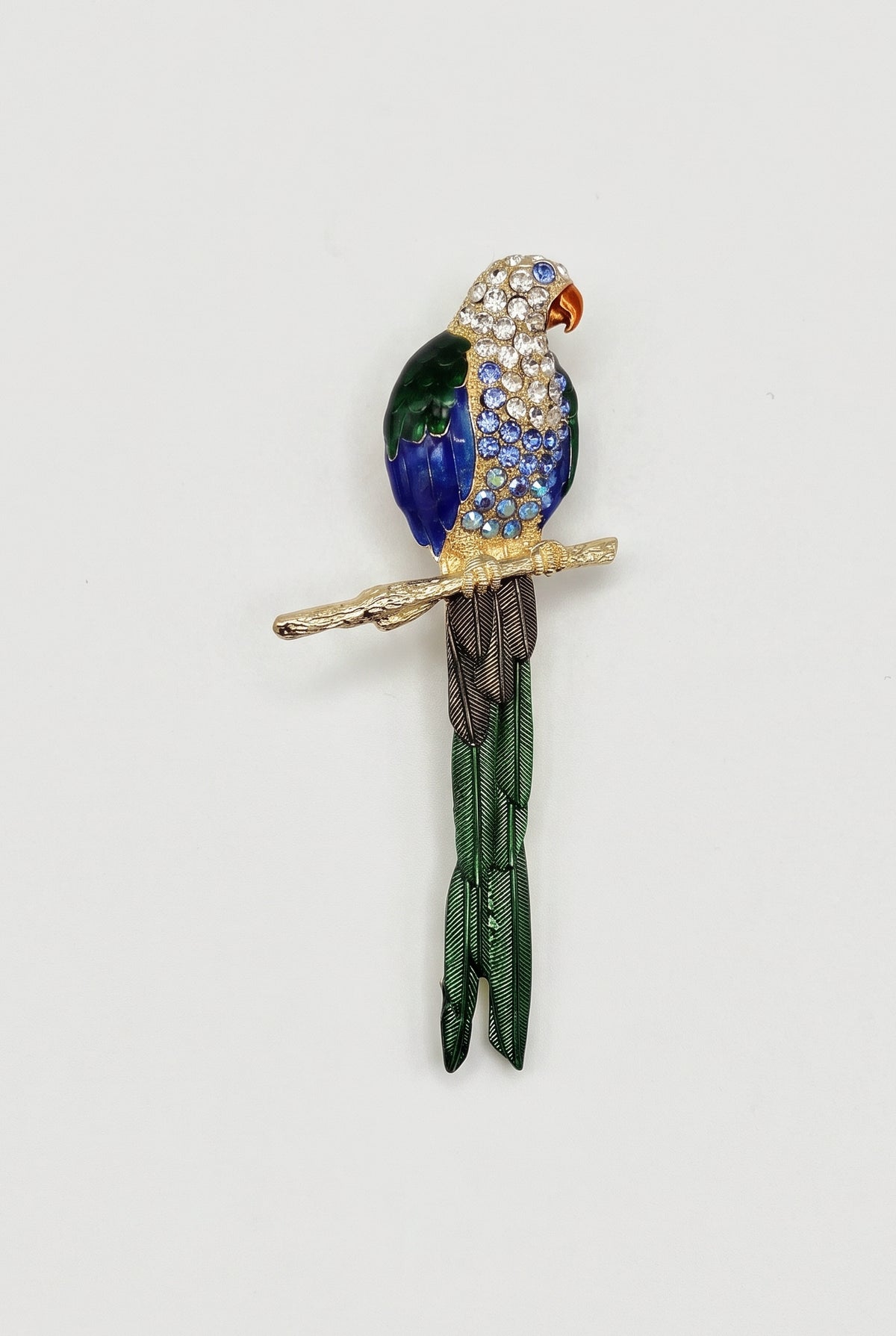 Parrot brooch - Blue + green - still