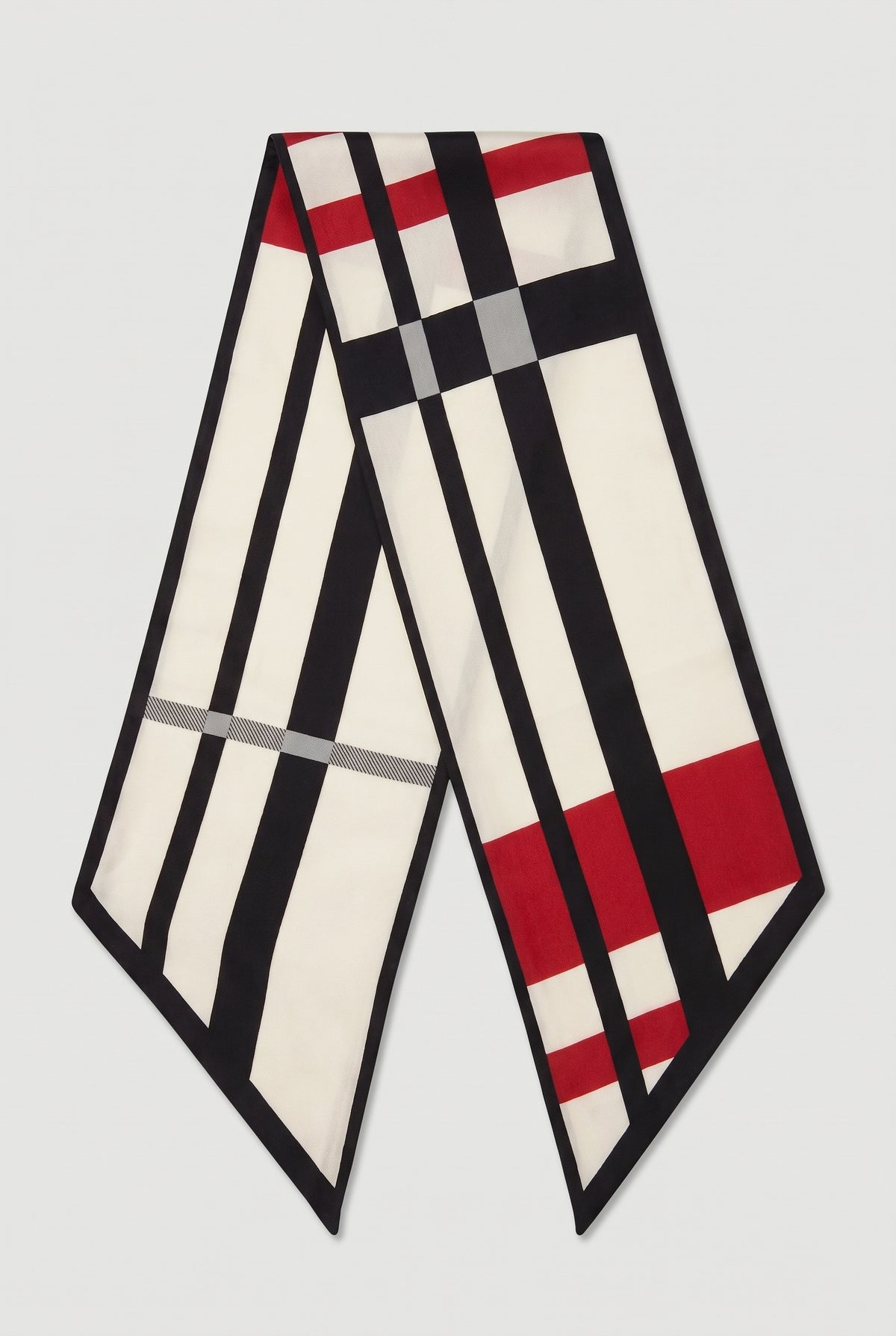 Graphic-Stripe Skinny Scarf - Multi - Flat lay, long