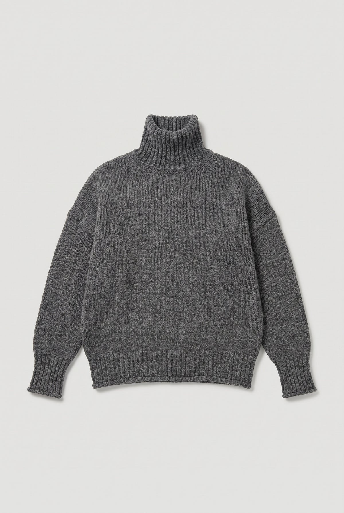 Chunky Turtleneck Knit Sweater - Grey - flat lay