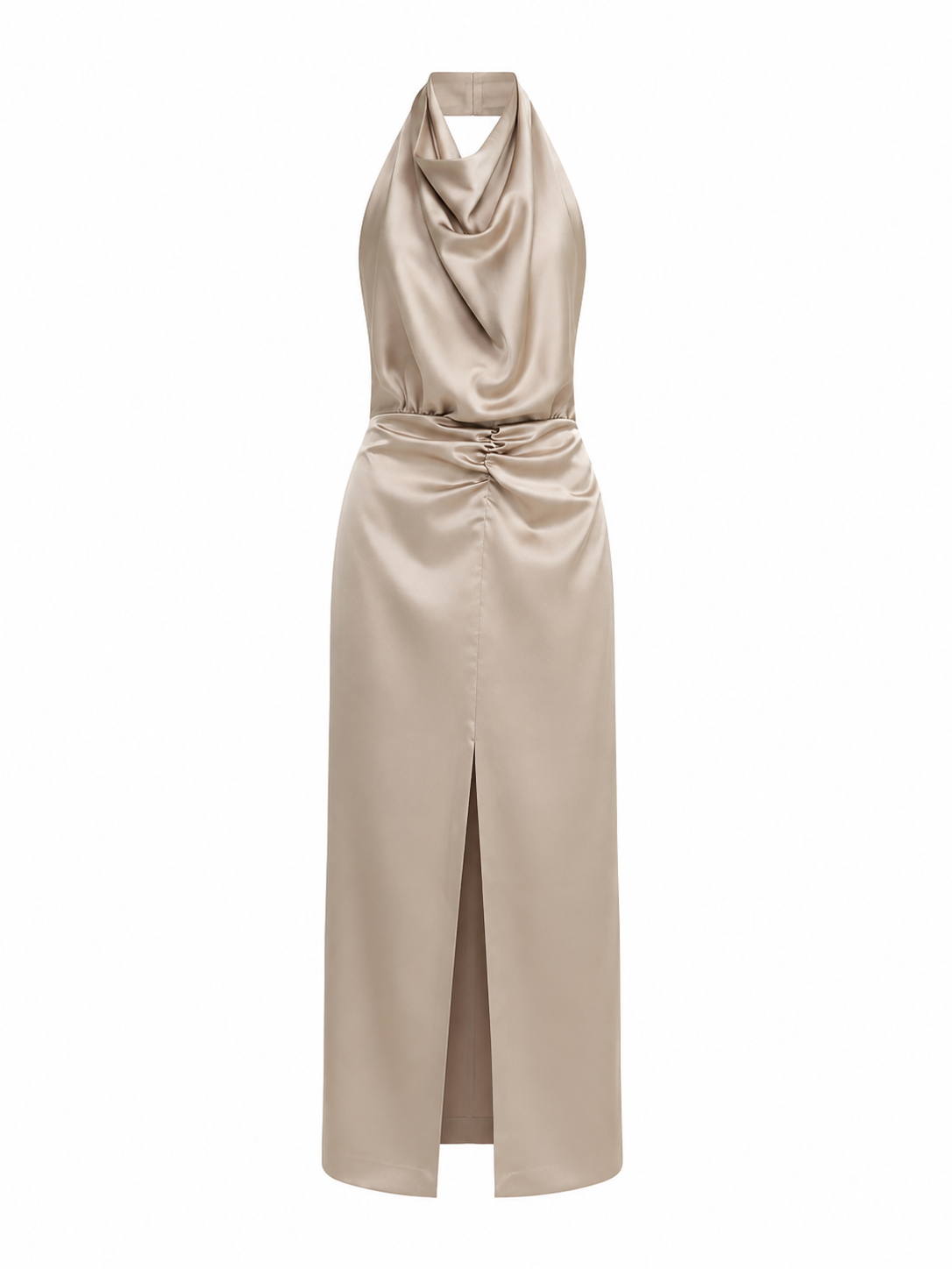 Cowl Neck Satin Midi Dress - Maska