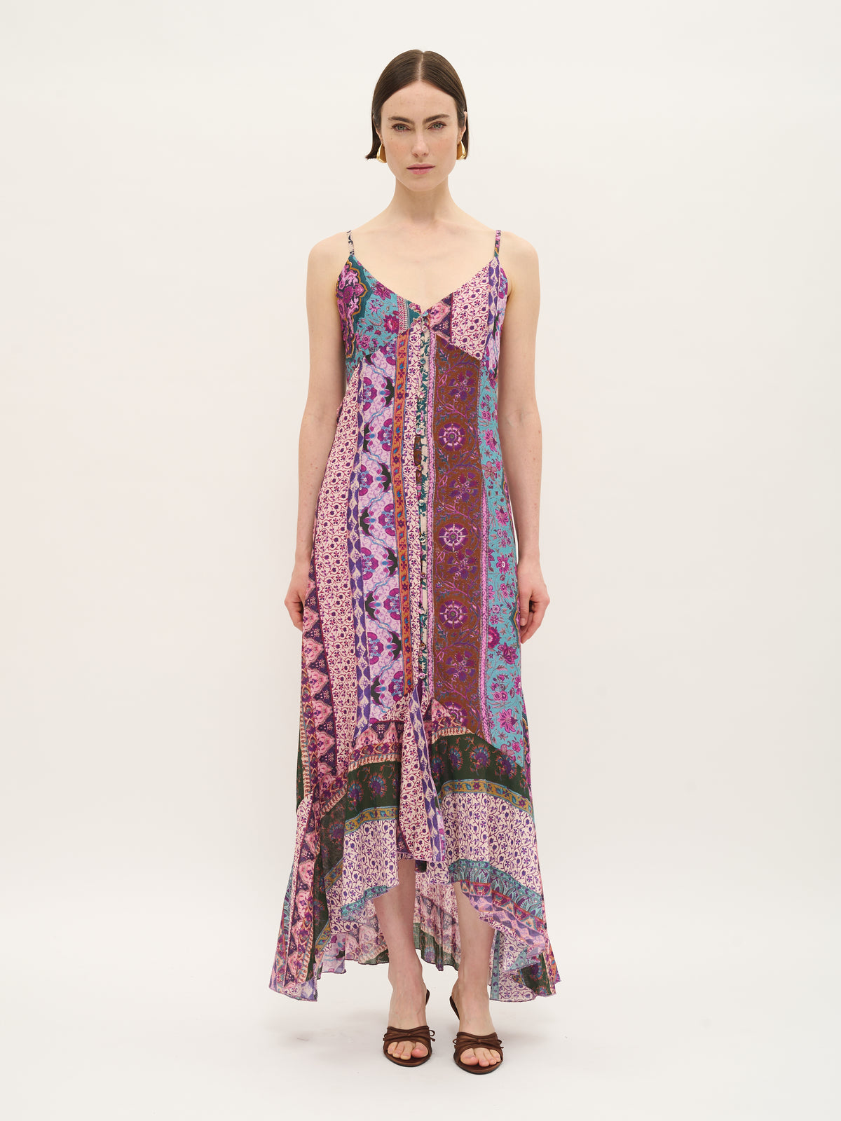 Asymmetric Patchwork Slip Dress - Maska