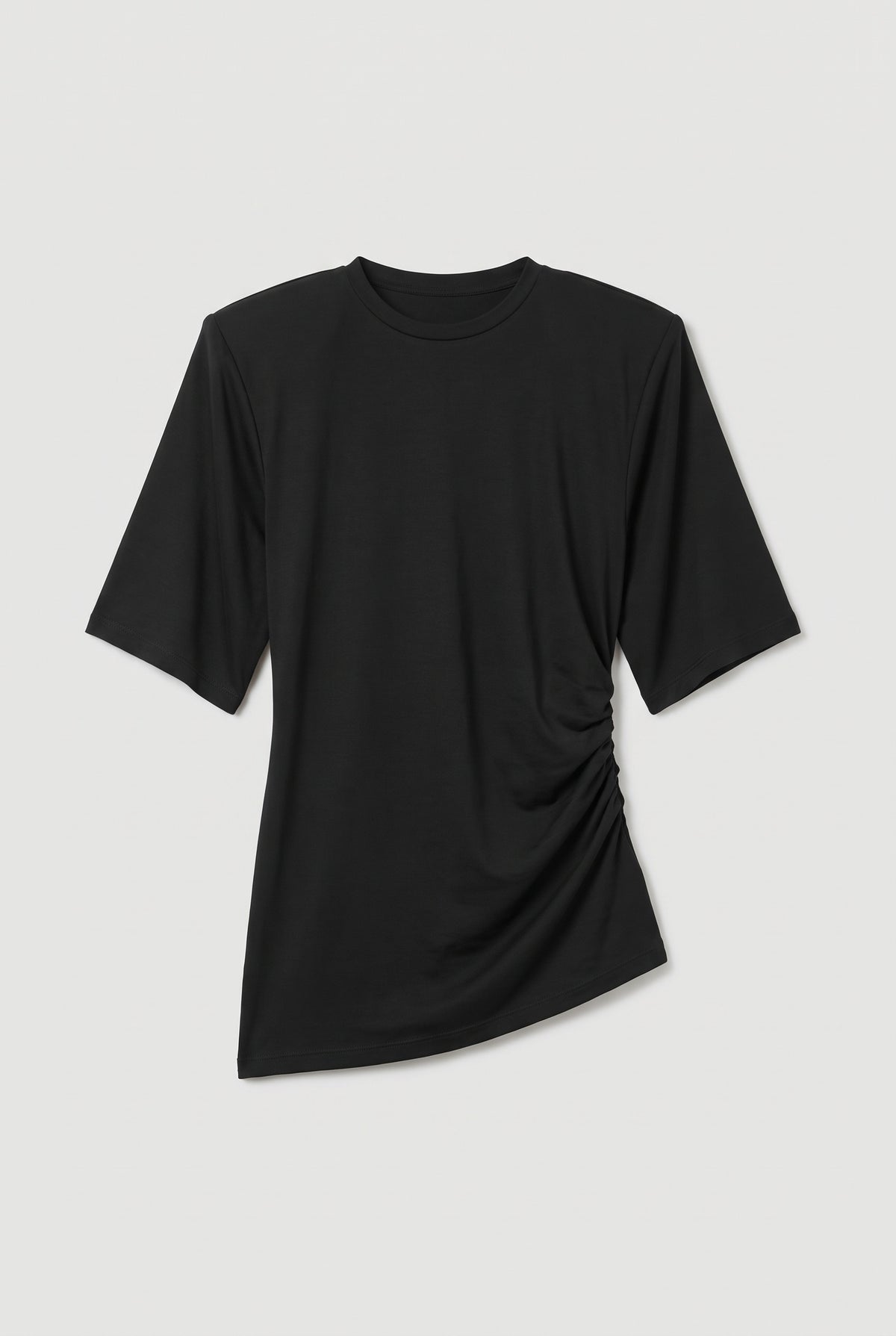 Asymmetric Short-Sleeve Top - Black - flat lay