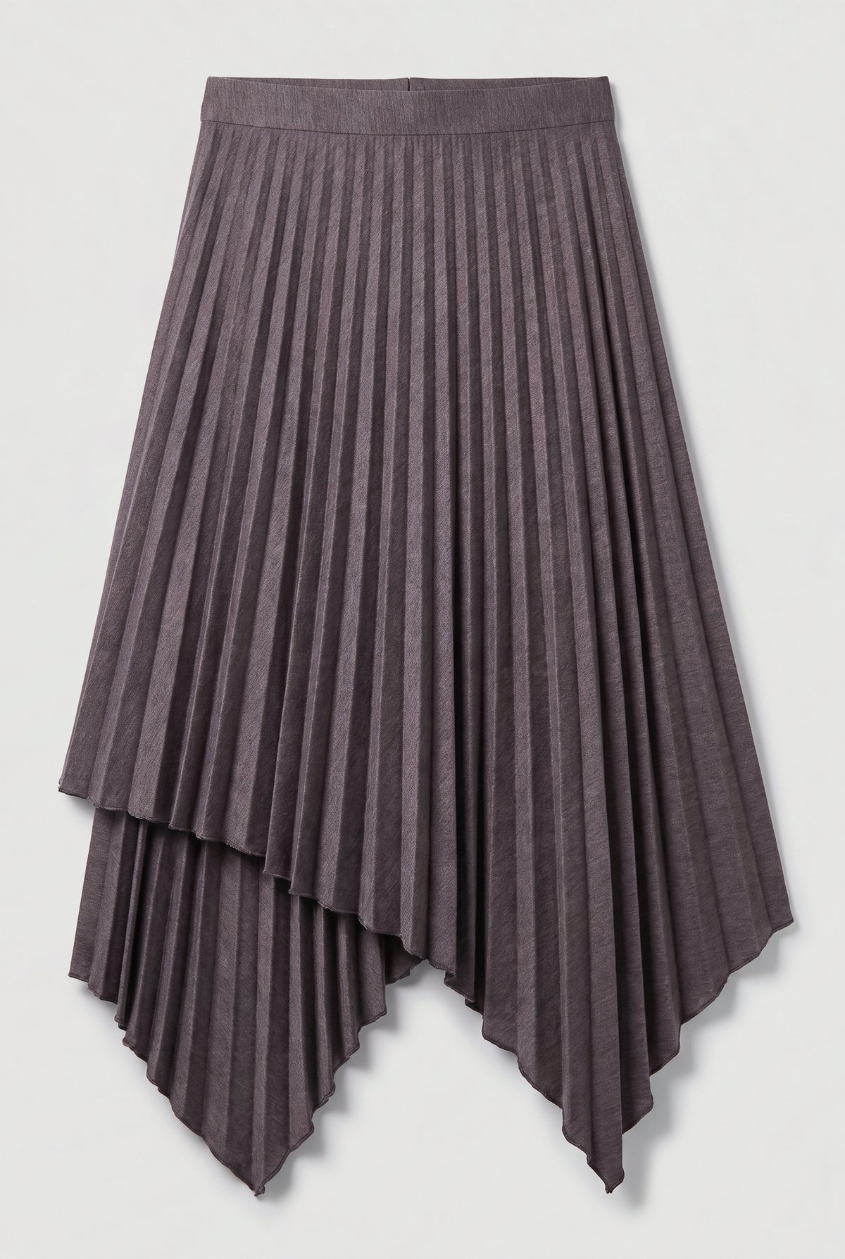 Asymmetrical Pleated Midi Skirt - Charcoal - flat lay