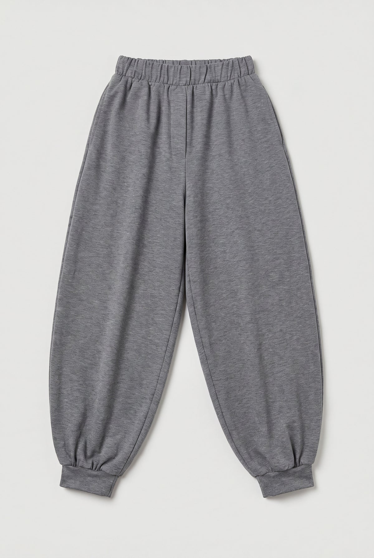 Balloon-Leg Jersey Pants - Grey - flat lay