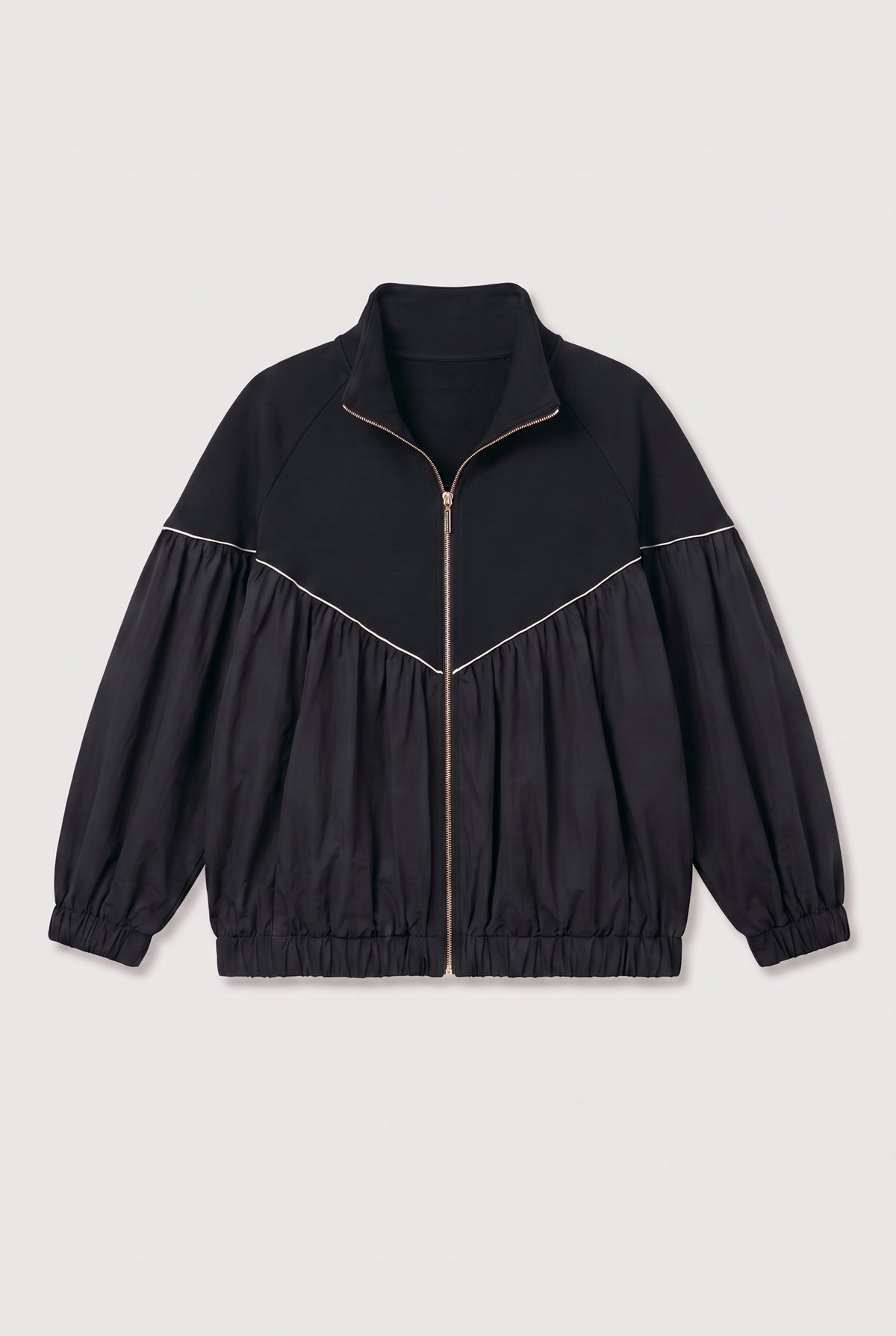 Black Contrast Piping Jacket - Black - flat lay