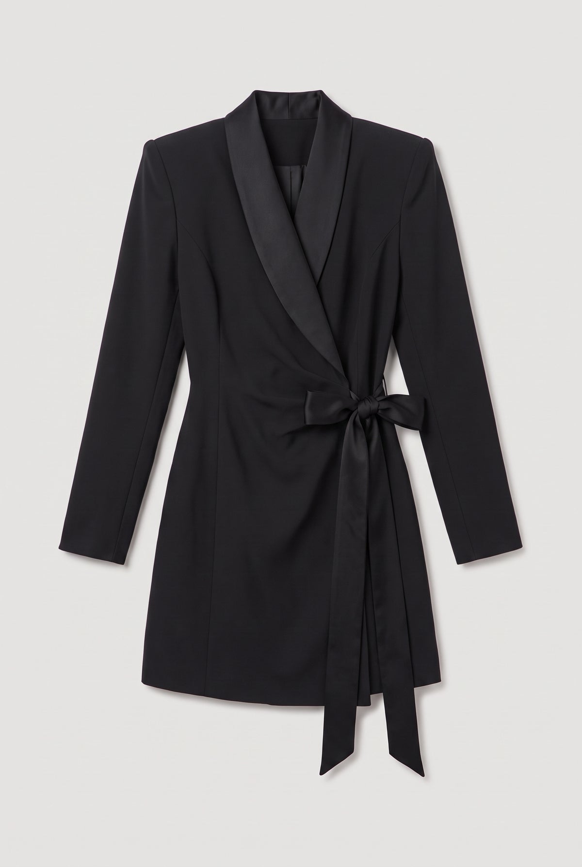 Black Wrap Blazer Dress - Black - flat lay