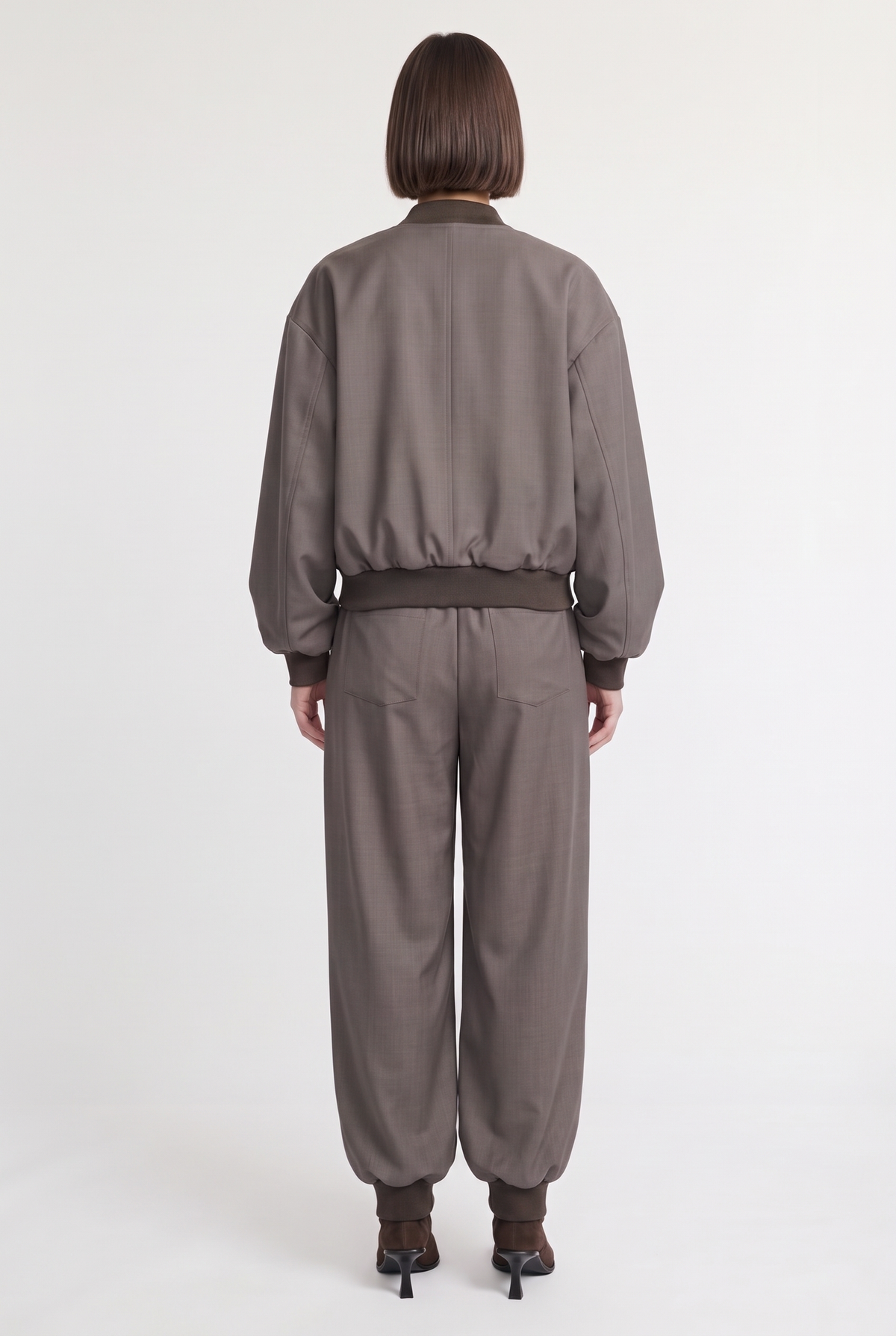 Brown Bomber Jacket - Brown - back view