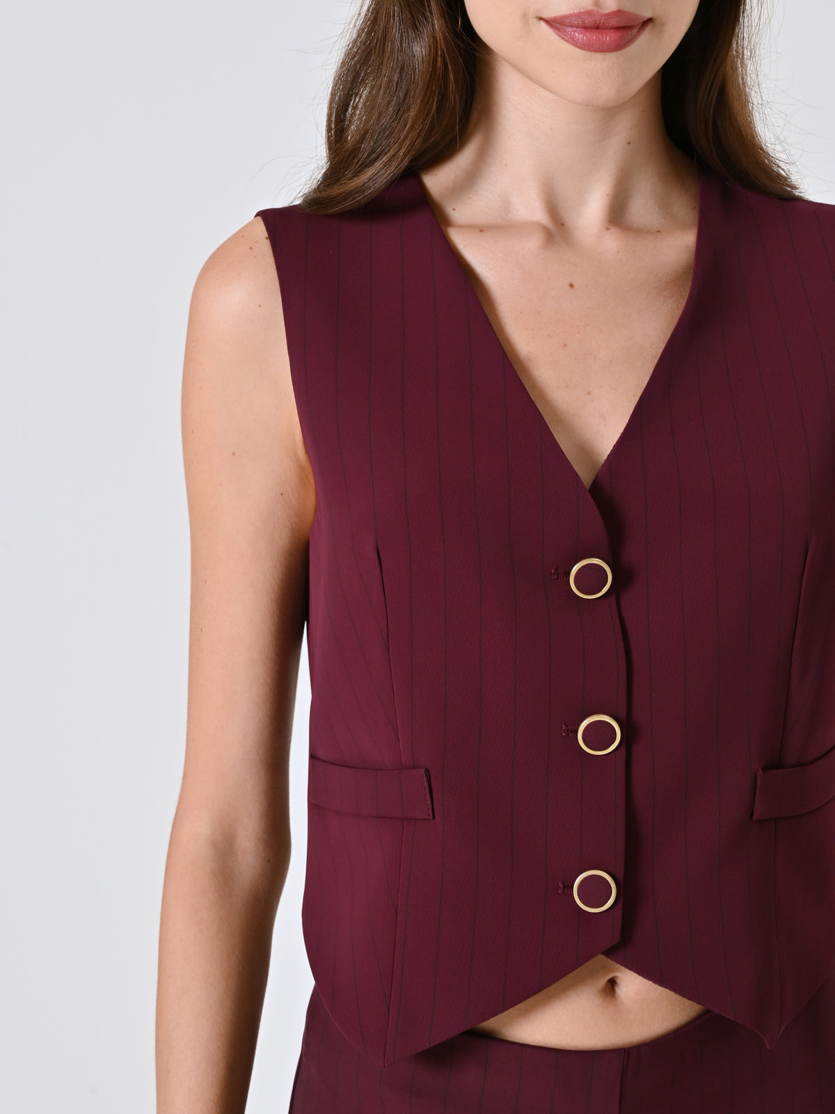Burgundy Waistcoat with Black Stripe - Maska