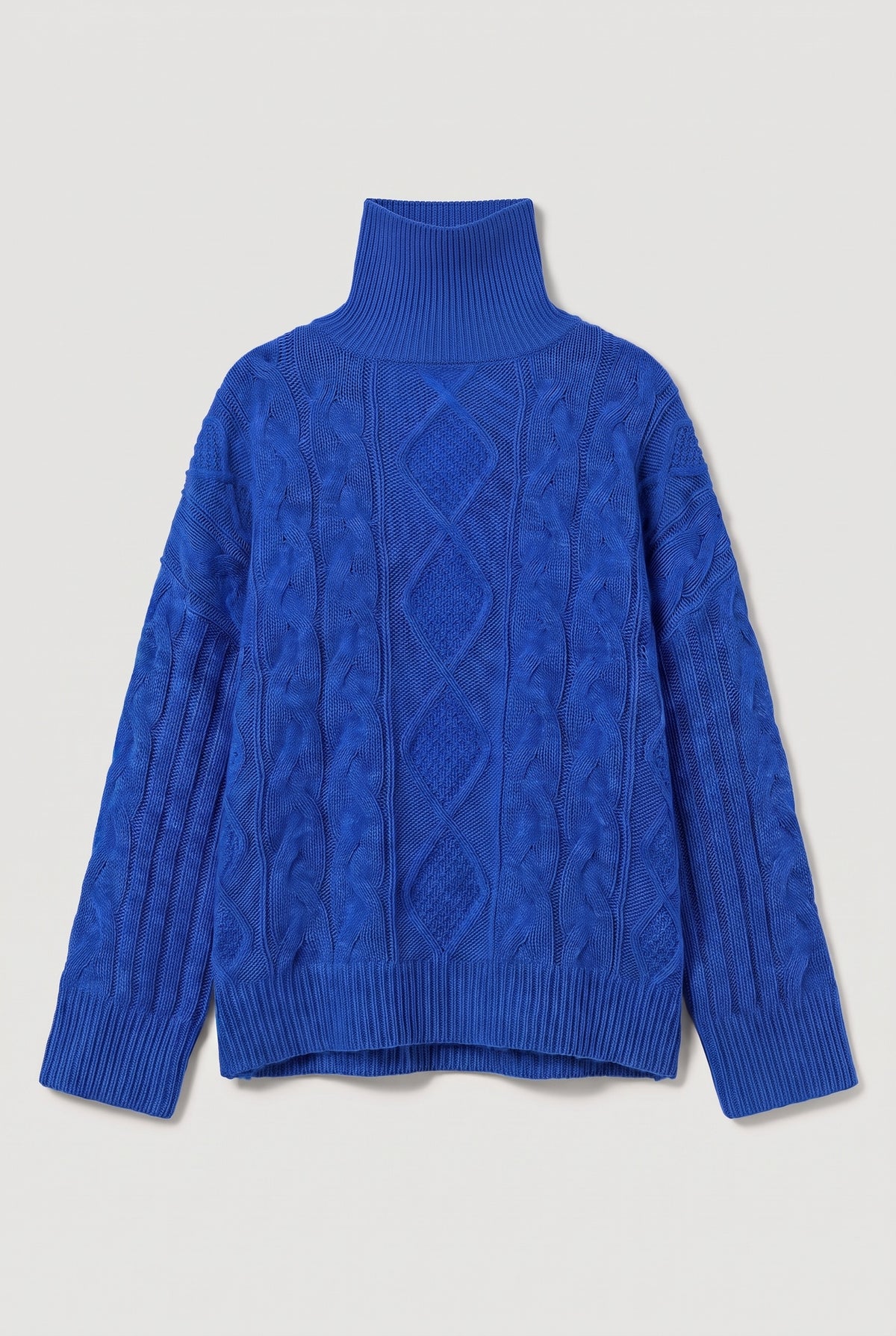 Oversized Cable-Knit Turtleneck Sweater