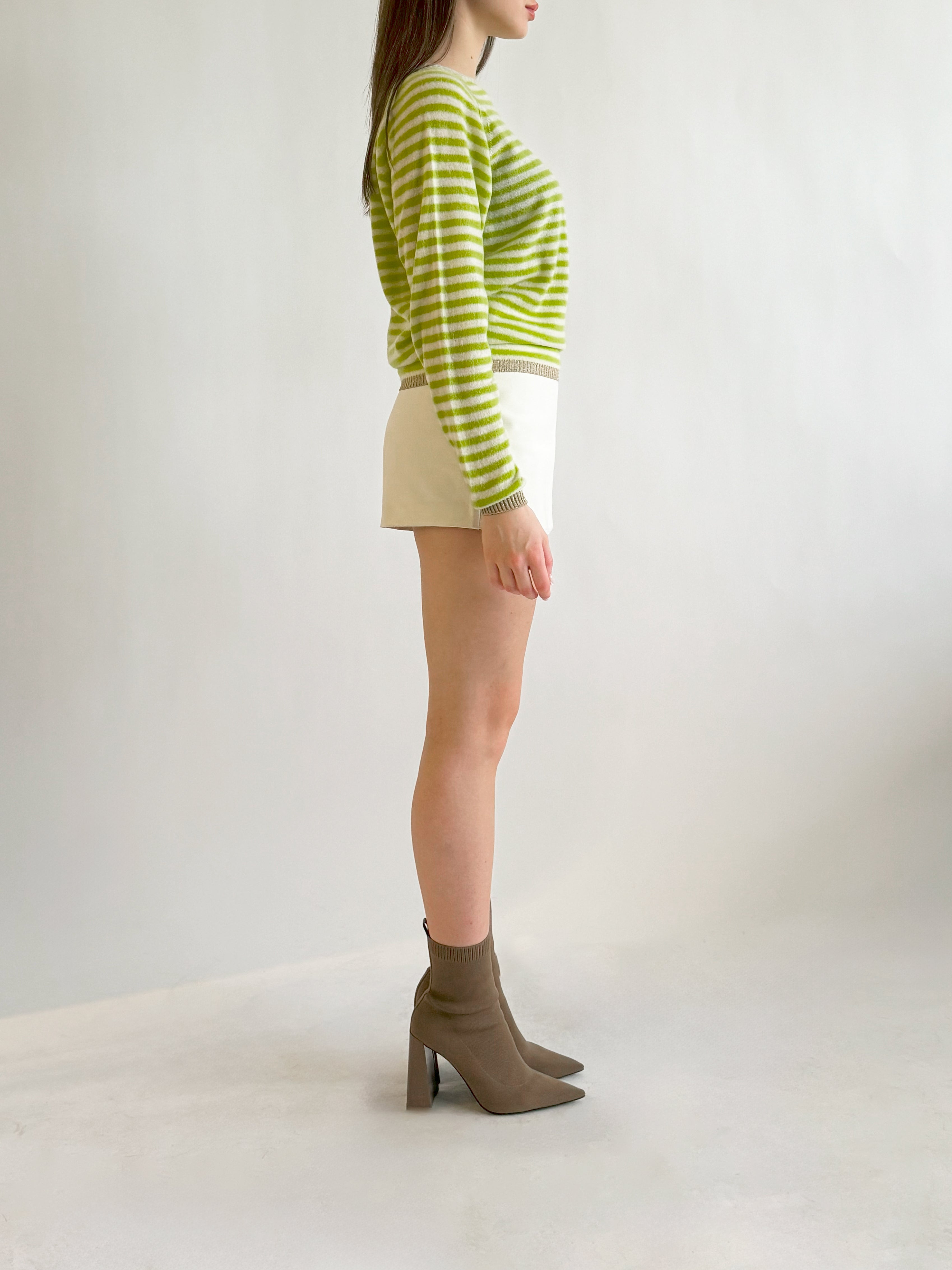 Pull rayé en mélange de cachemire