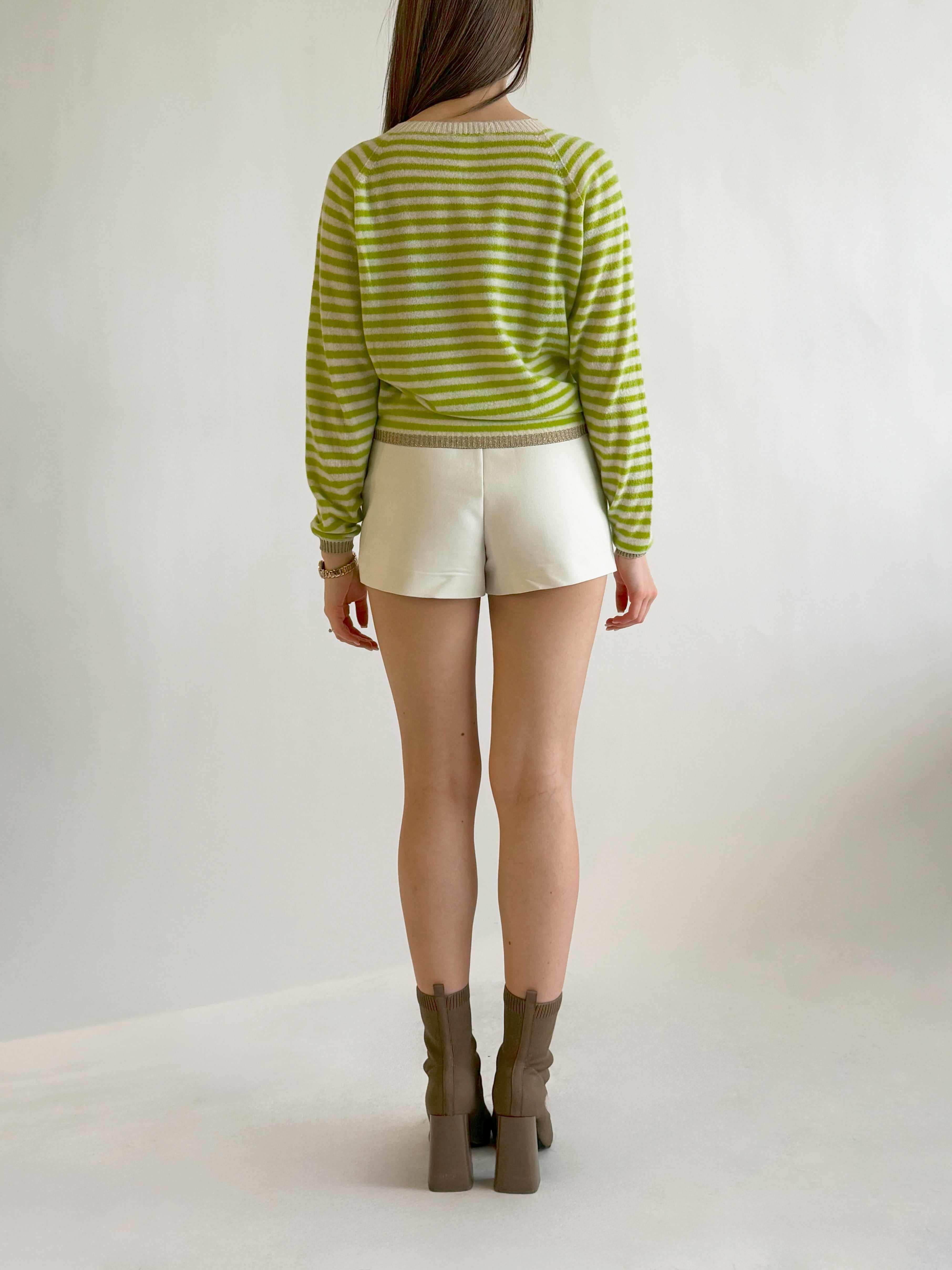 Pull rayé en mélange de cachemire