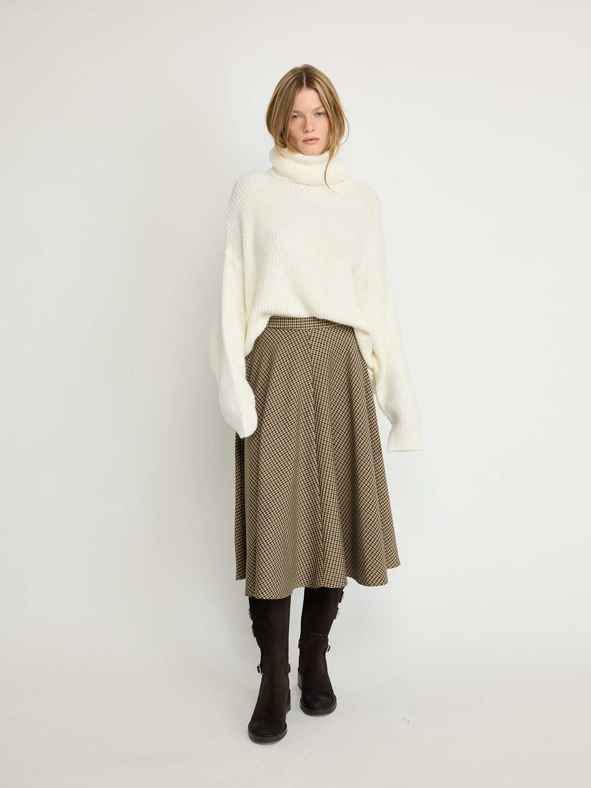 Checked Midi Skater Skirt - Maska
