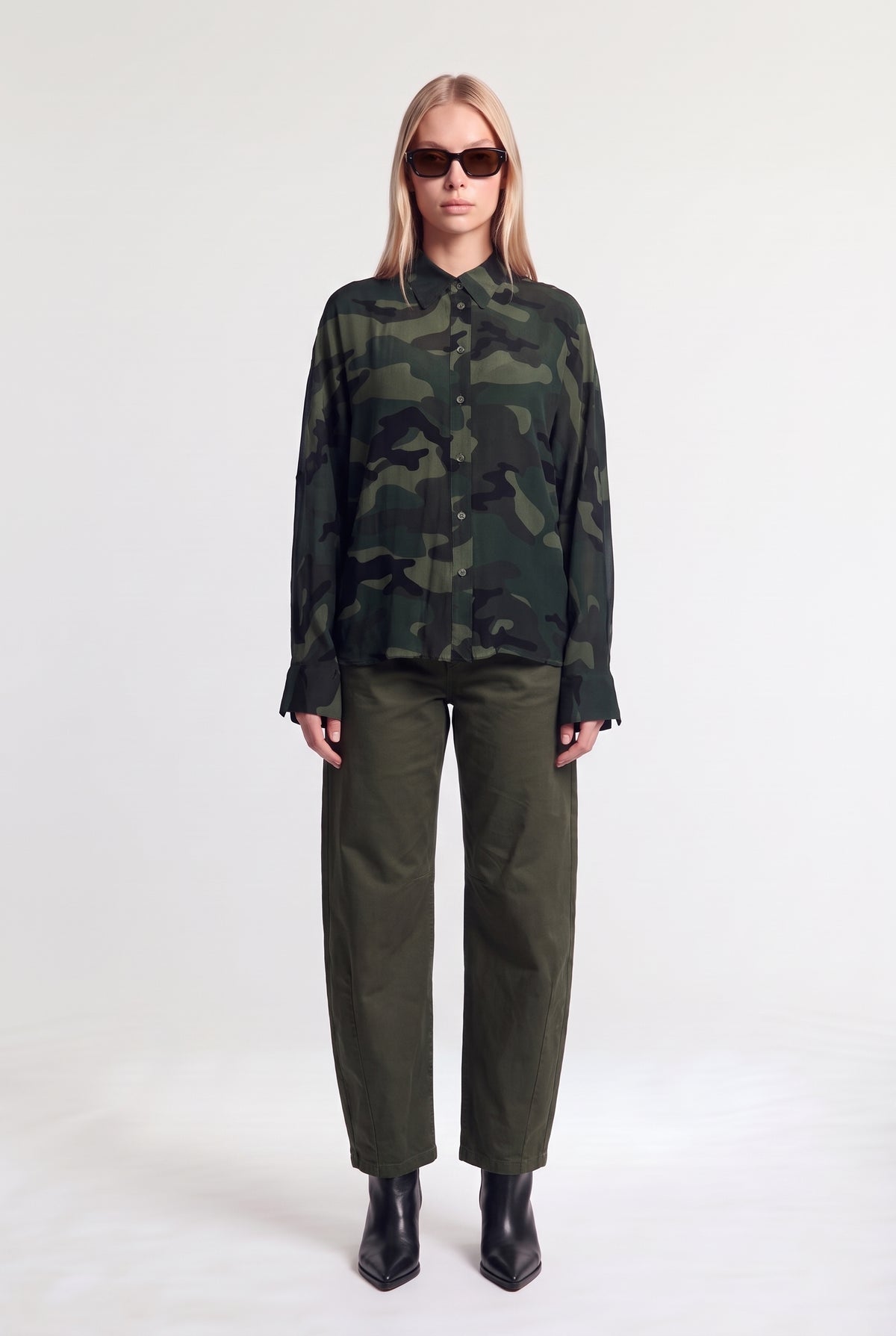 Chemise ample à imprimé camouflage