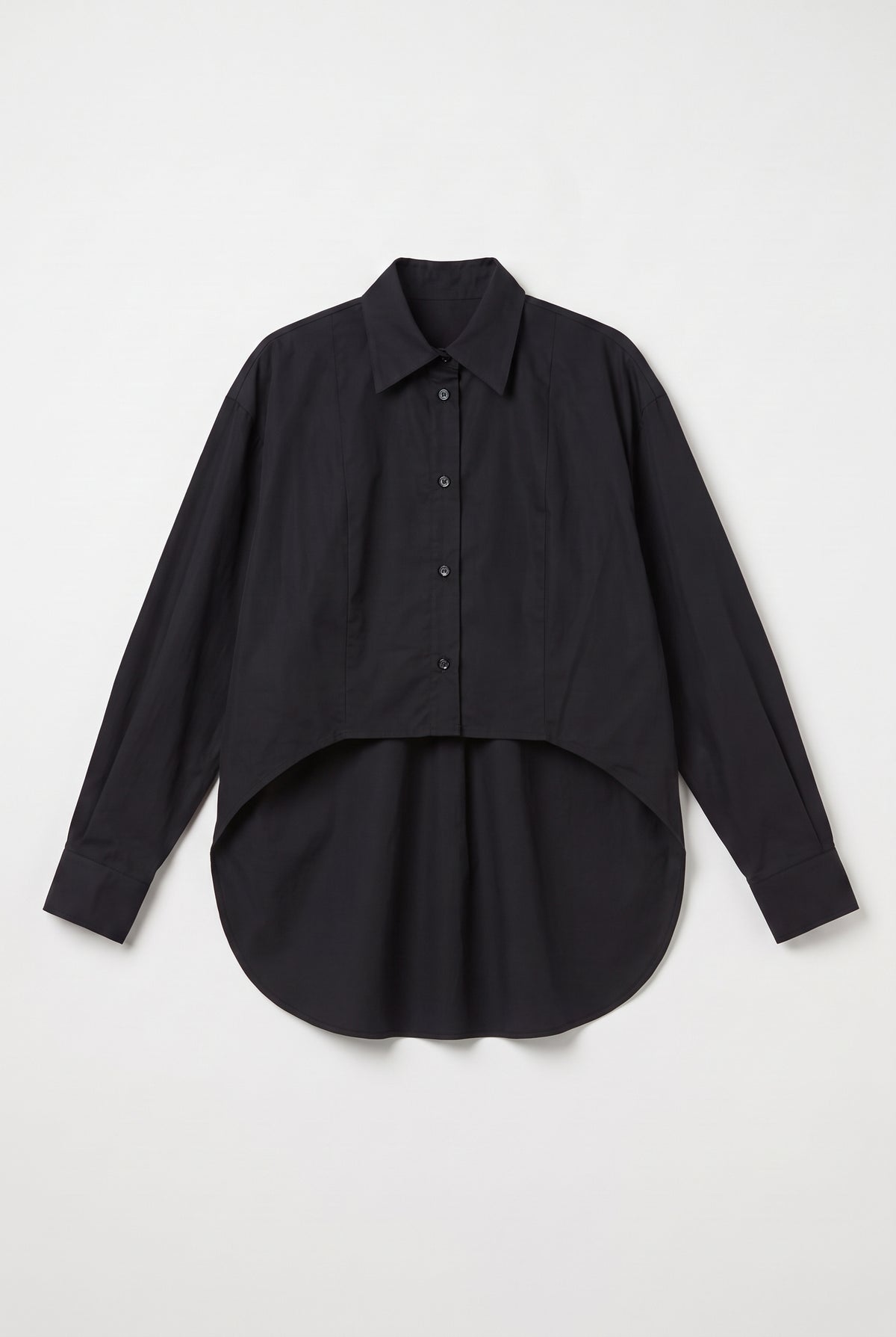 Crooped-Front Shirt - Black - flat lay