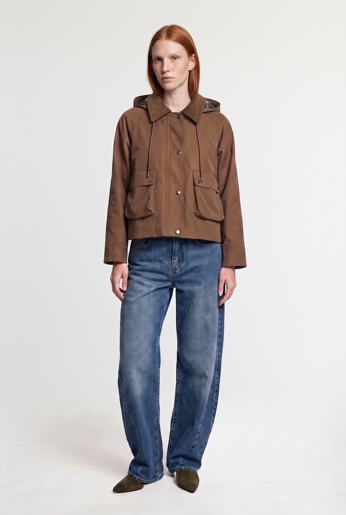 Cropped hooded utility jacket - Multi - front view