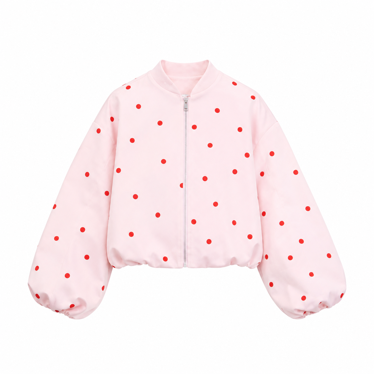 Polka Dot Crooped Bomber Jacket