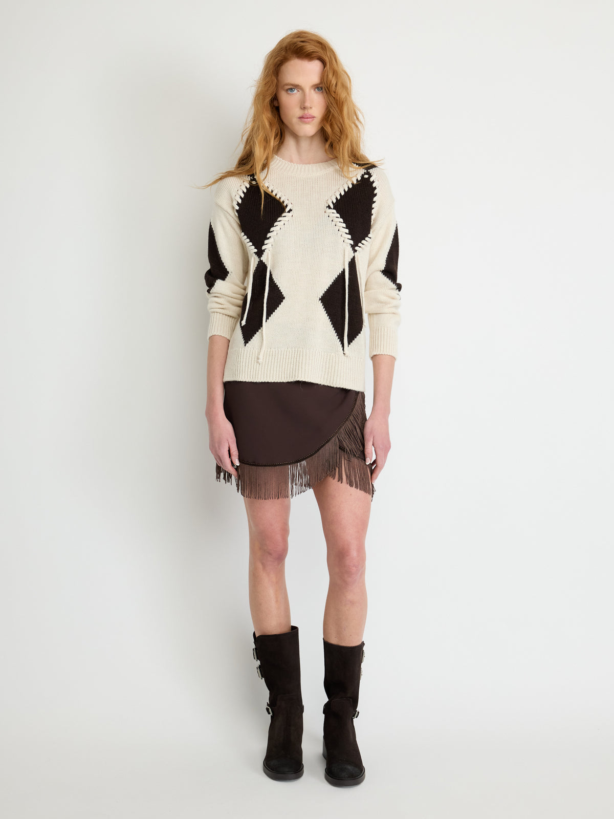 Diamond-Stitch Knit Sweater - Maska