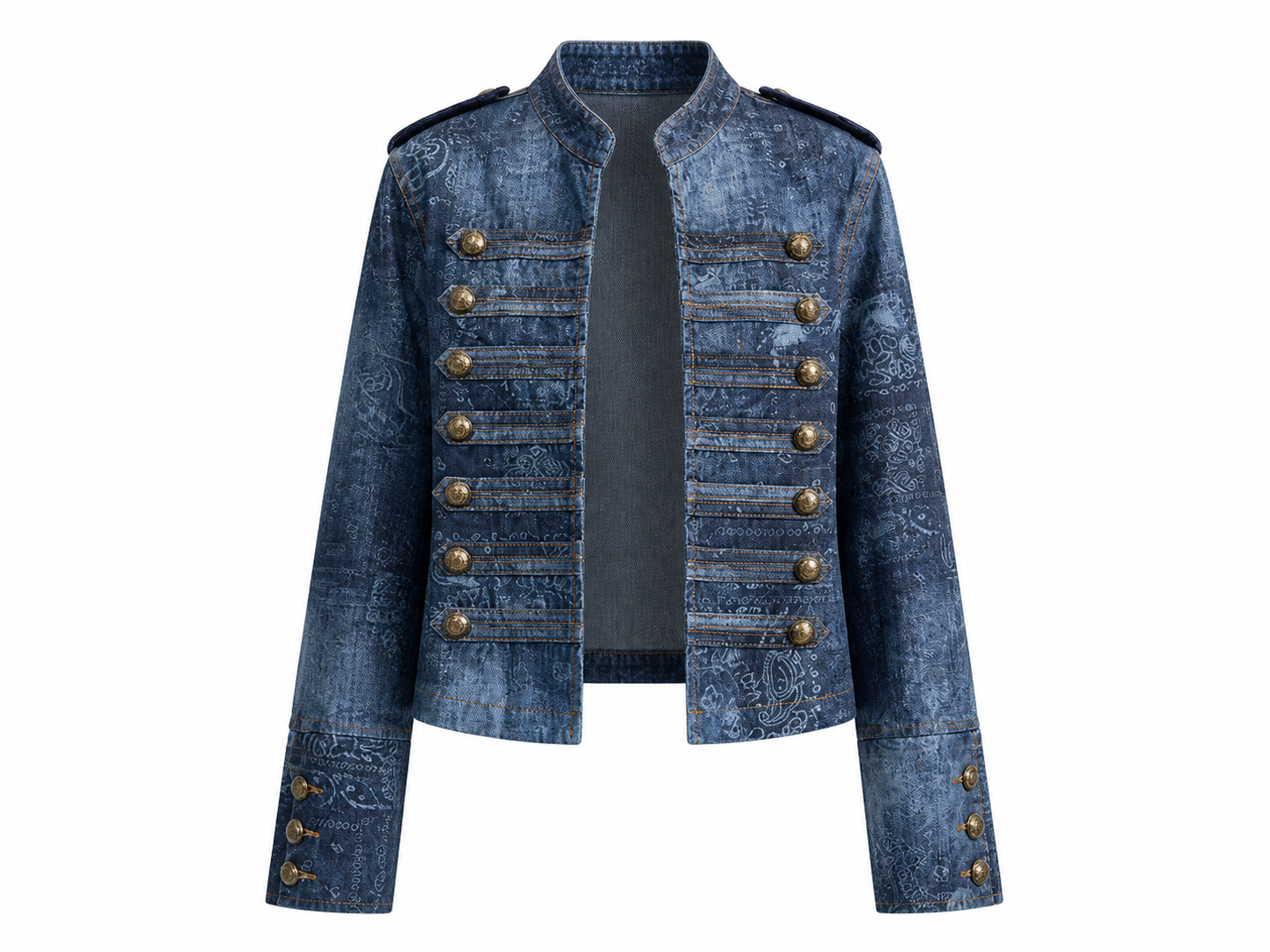 Denim Print Crooped Jacket