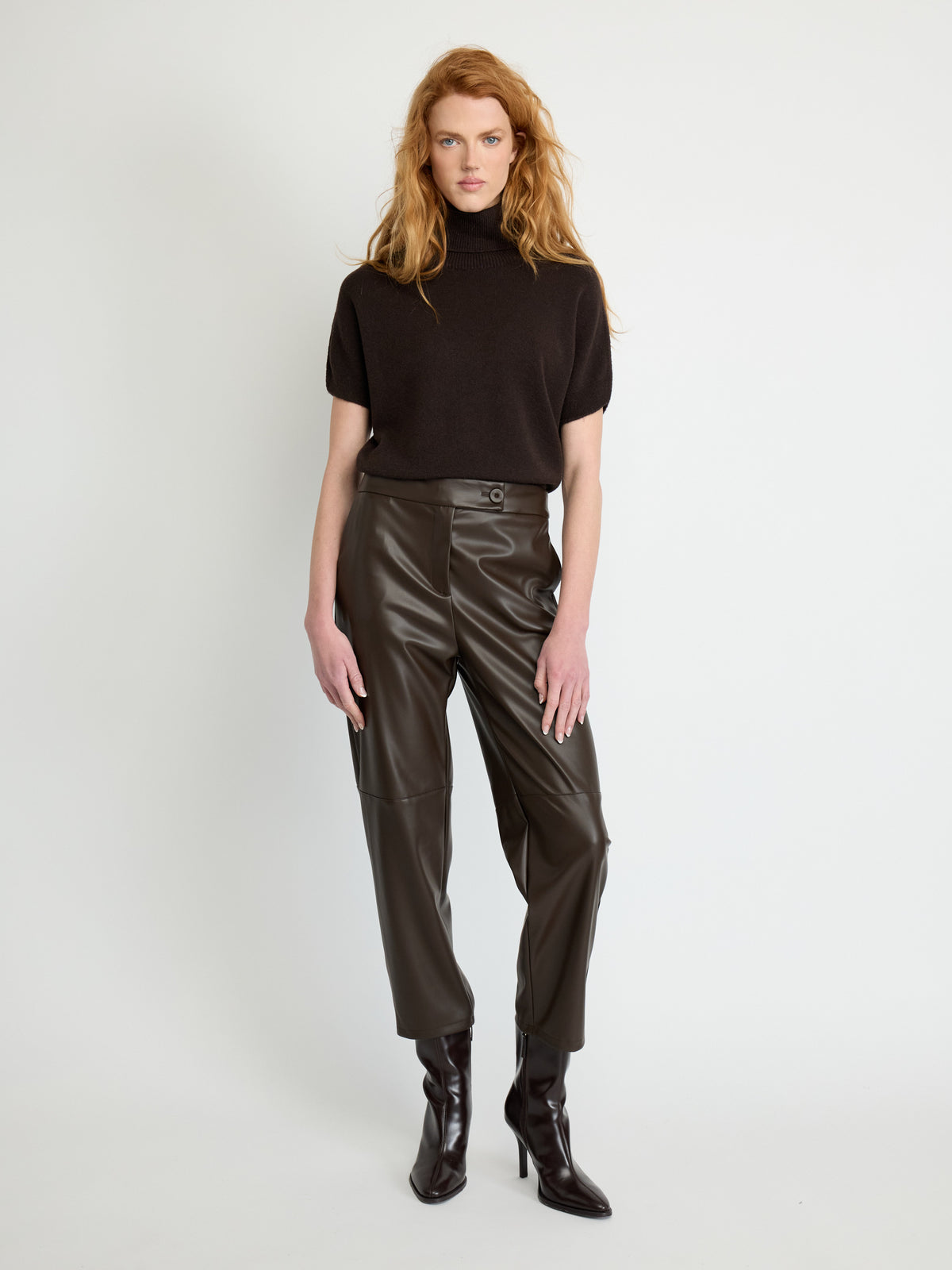 Faux Leather Split-Hem Pants - Maska