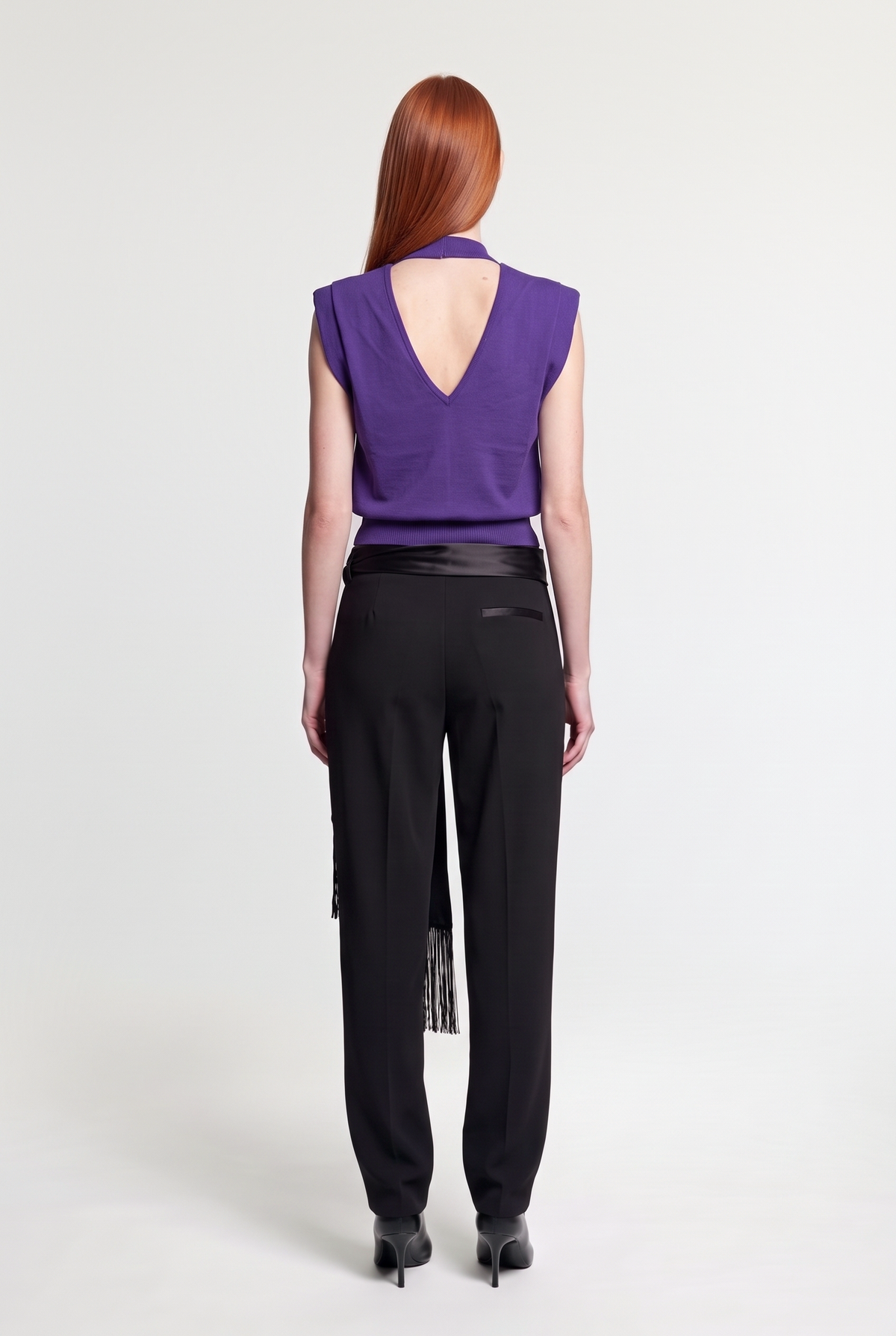 Sleeveless mock-neck knit - Purple - back view