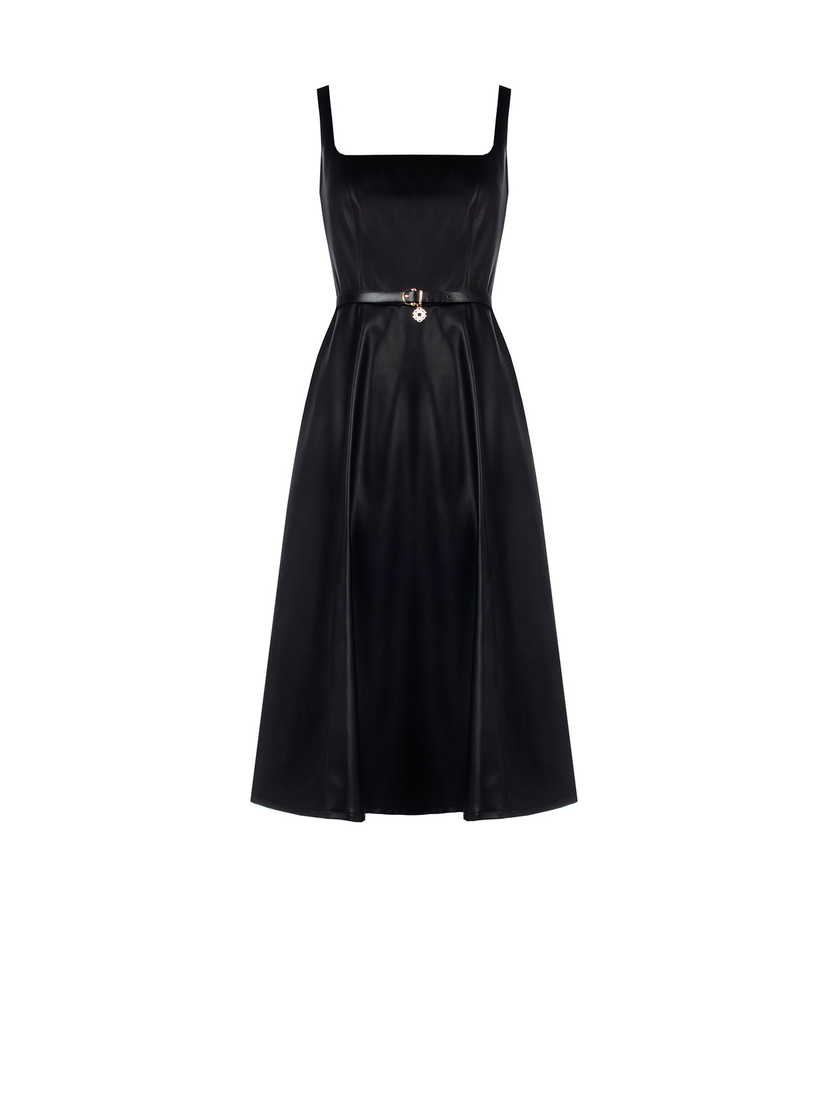 Flared Faux Leather Dress - Maska