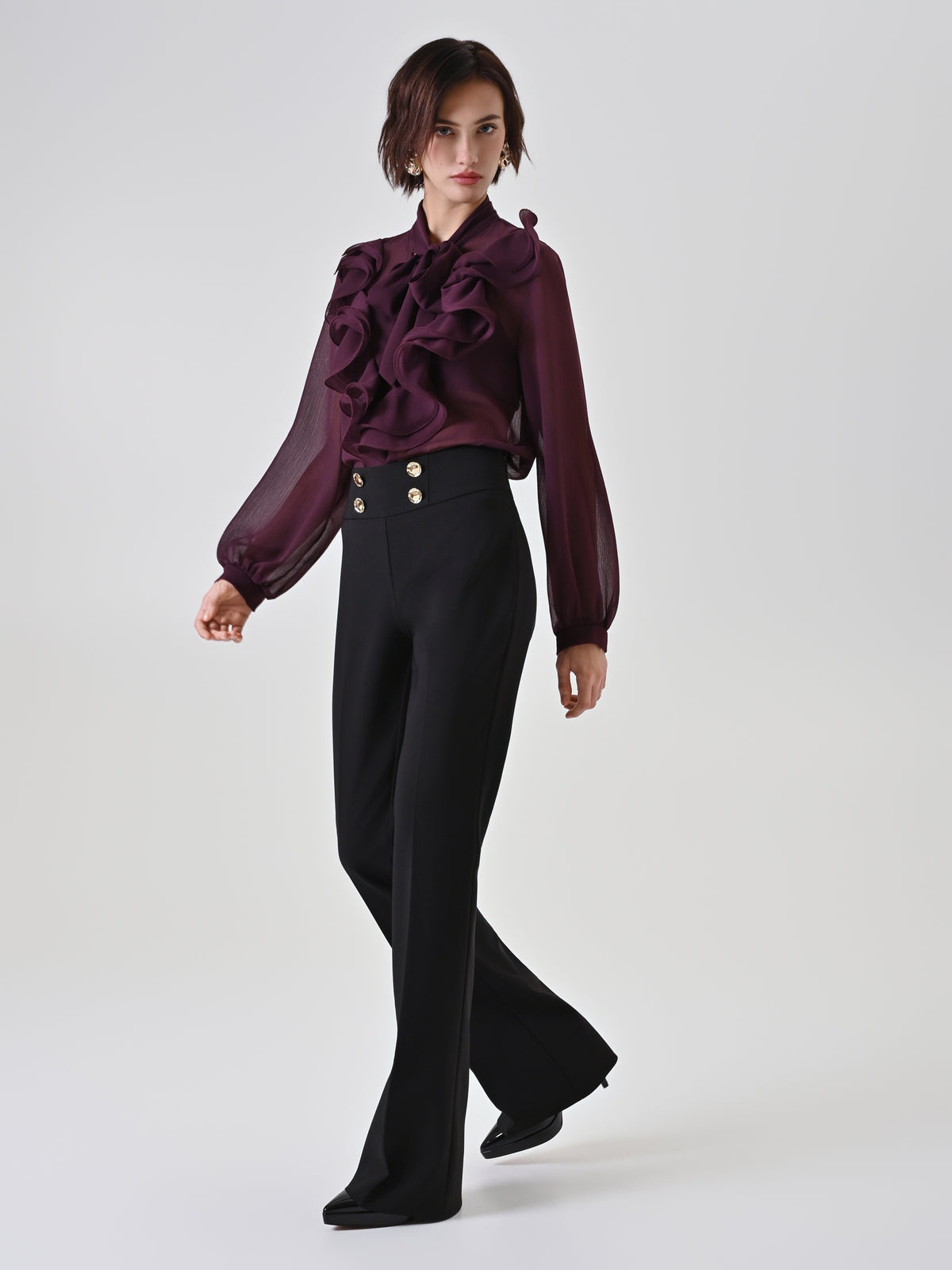 Flared Trousers with Gold Buttons - Maska