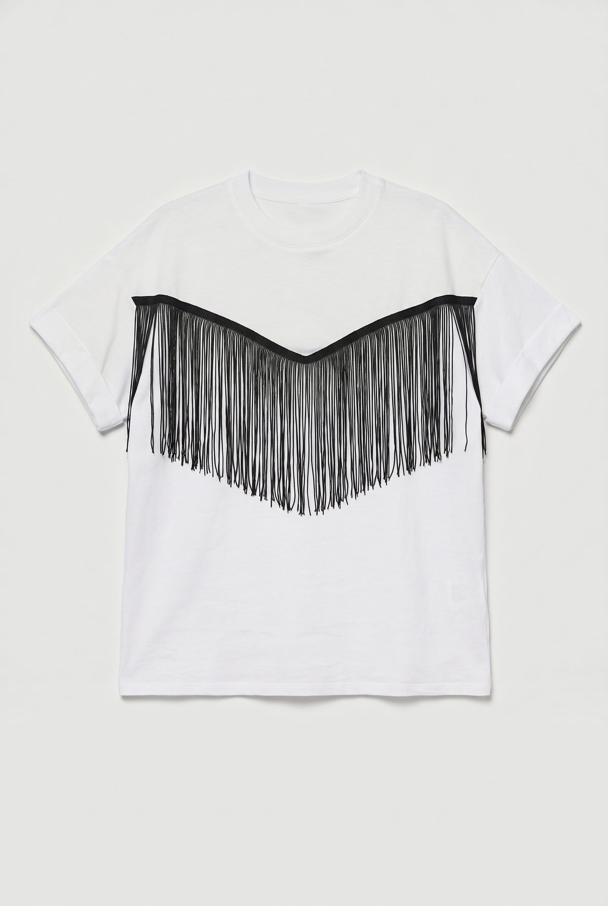 Fringe Yoke T-Shirt - White - flat lay