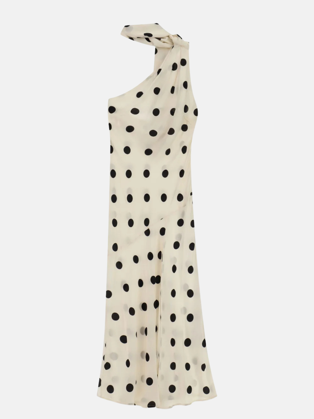 Polka Dot One-Shoulder Midi Dress