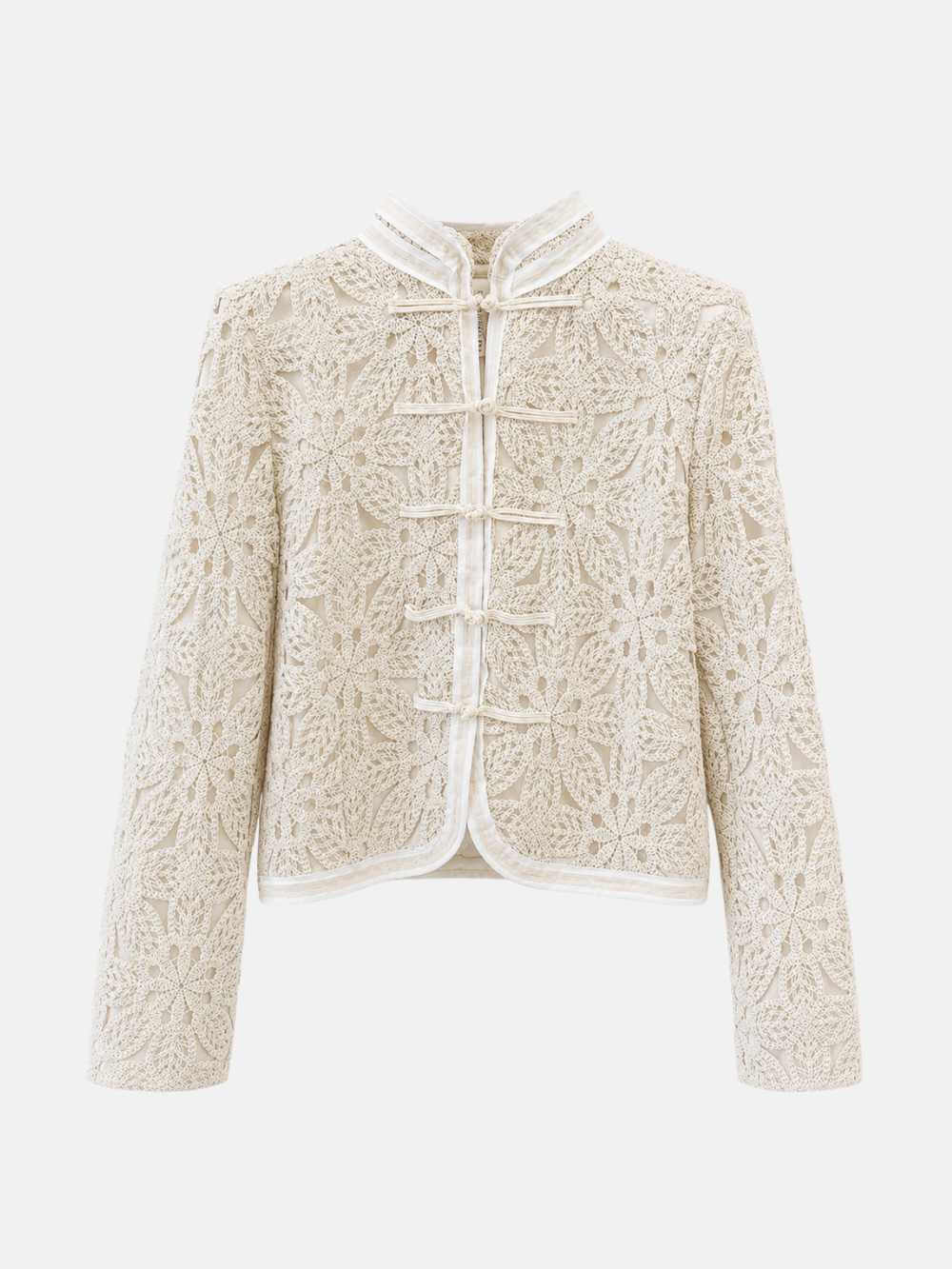Crochet Lace Jacket Frog Closures