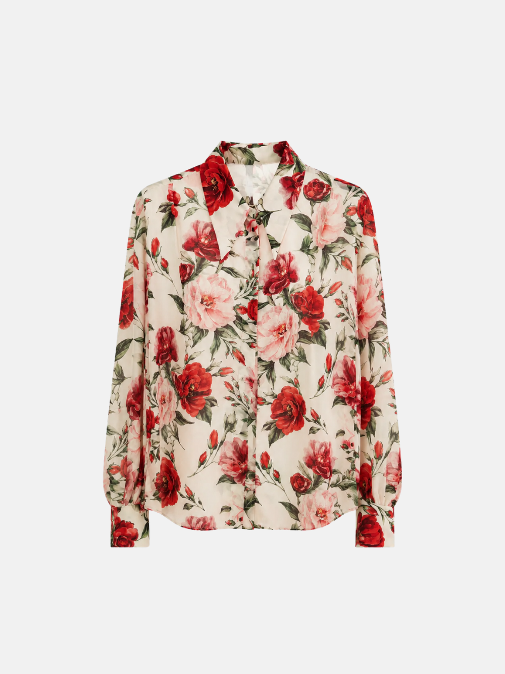 Red Floral Sheer Blouse