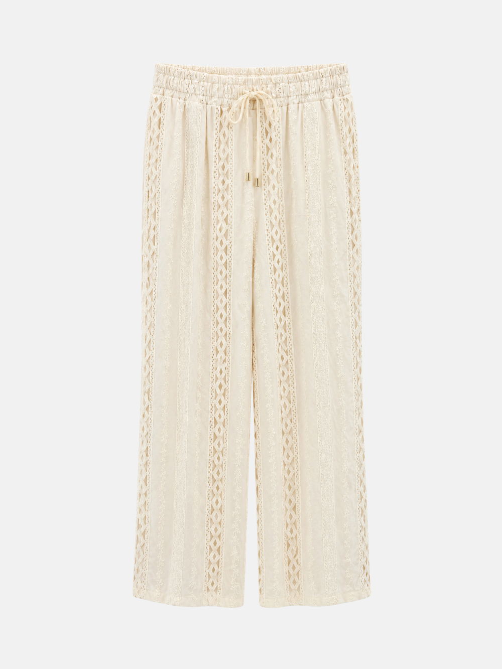 Embroidered Wide-Leg Pants