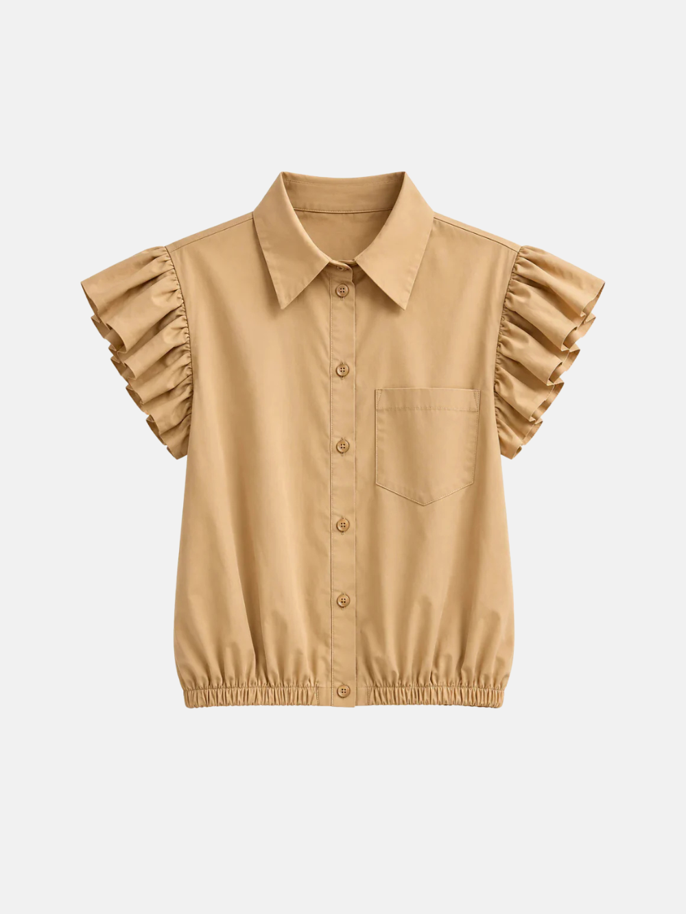 Ruffle Sleeve Button-Up Blouse