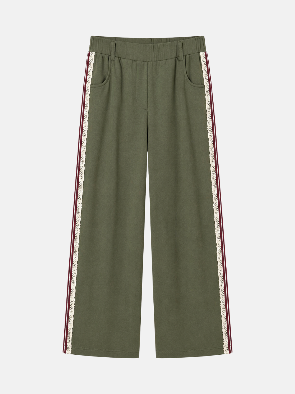 Wide-Leg Pants with Lace Trim