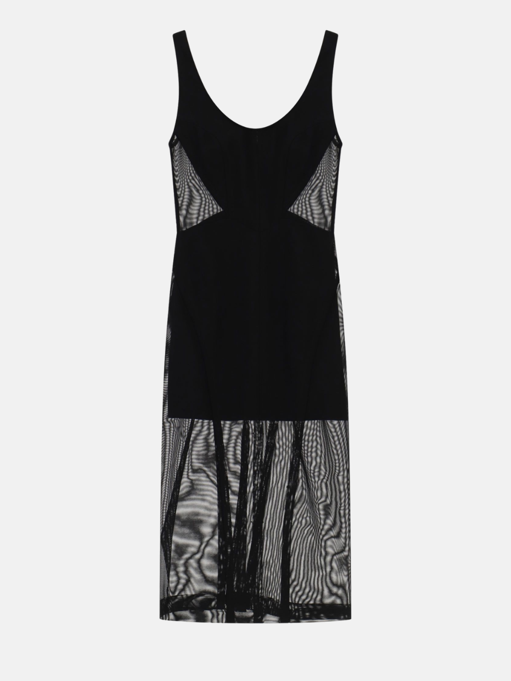 Midi dress with straps and sheer panel detailing