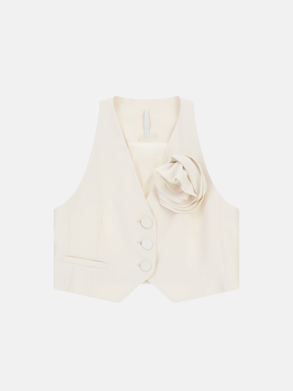 Vest single-breasted with decorative flower detail