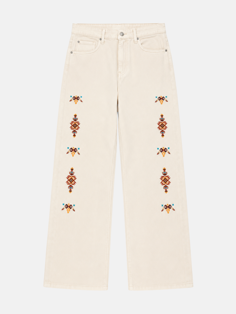 Embroidered Straight-Leg Jeans