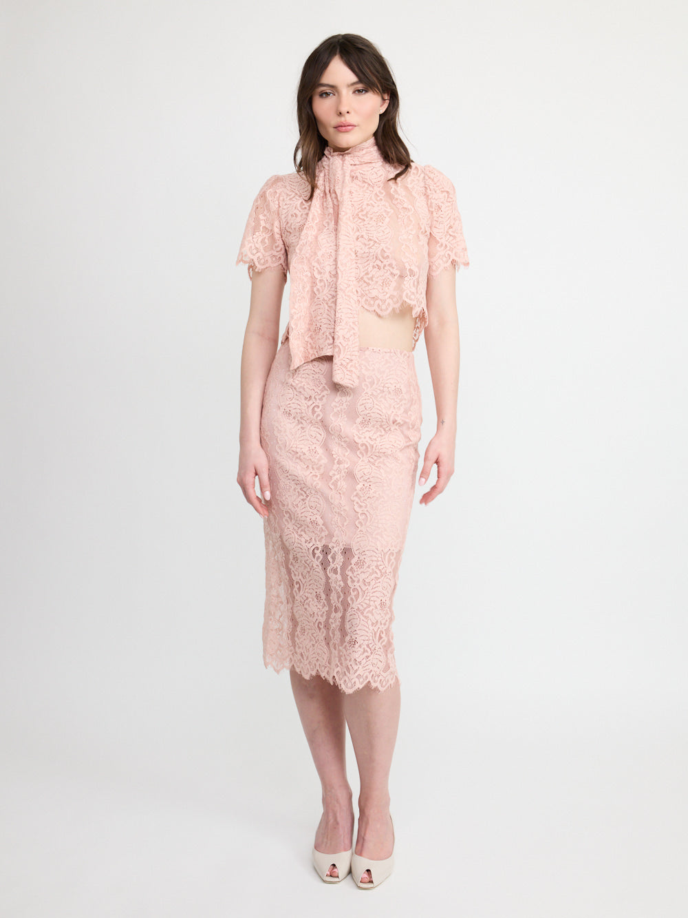 High-Waist Lace Midi Skirt - Maska