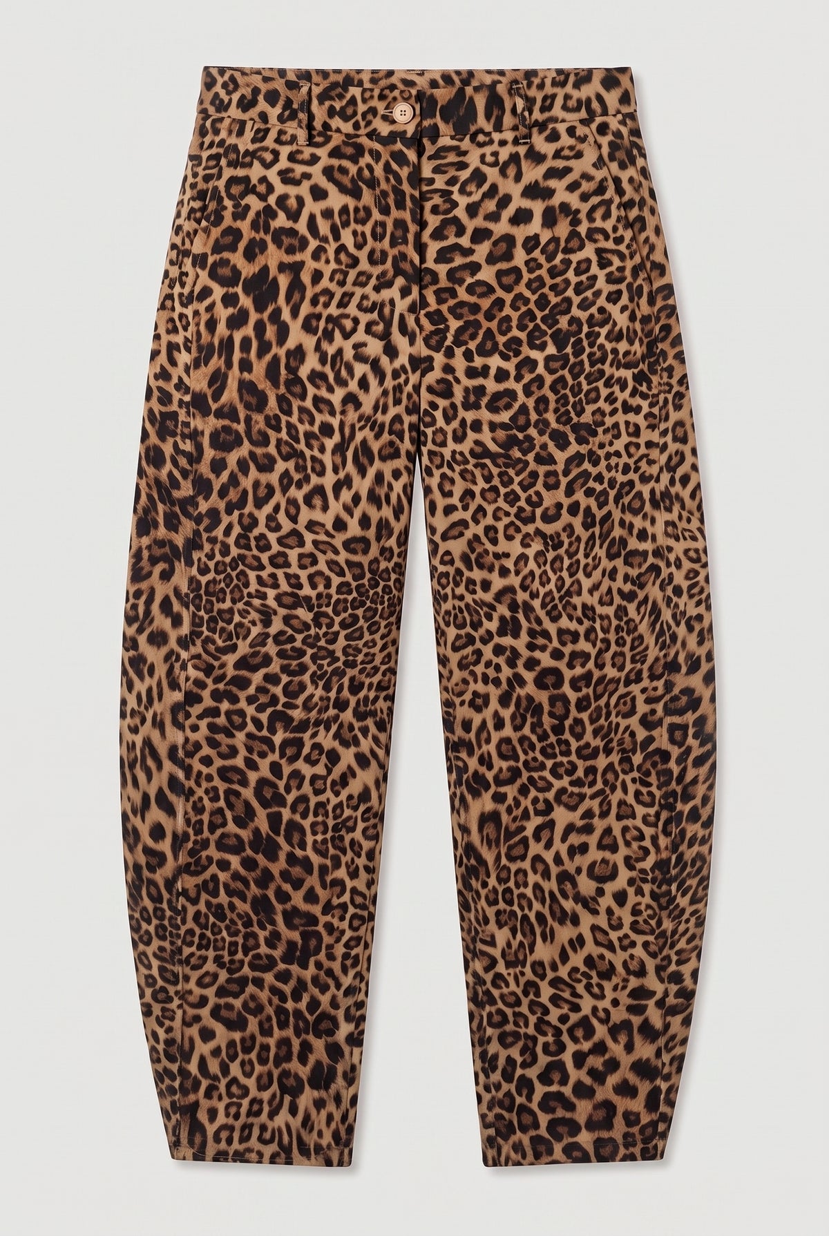 Leopard-Print Barrel-Leg Pants - Leopard - flat lay