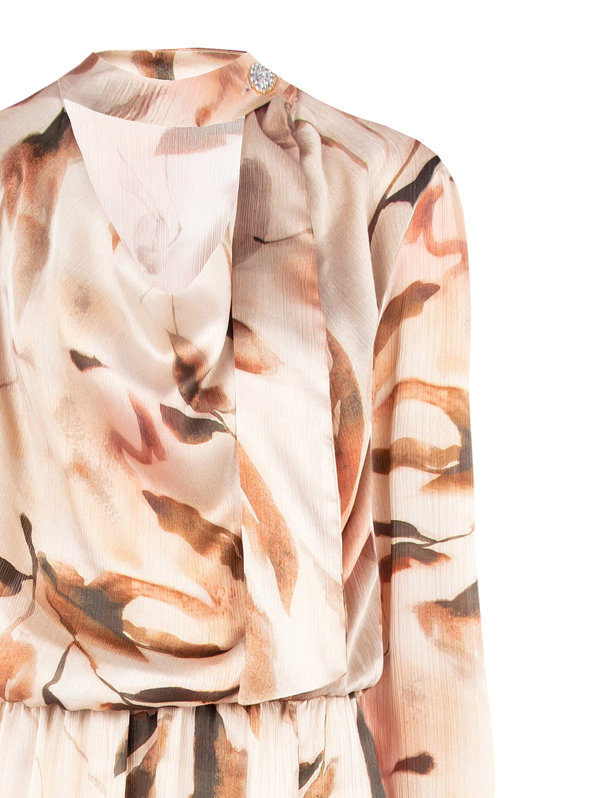 Long Asymmetrical Dress in Crinkled Satin - Maska
